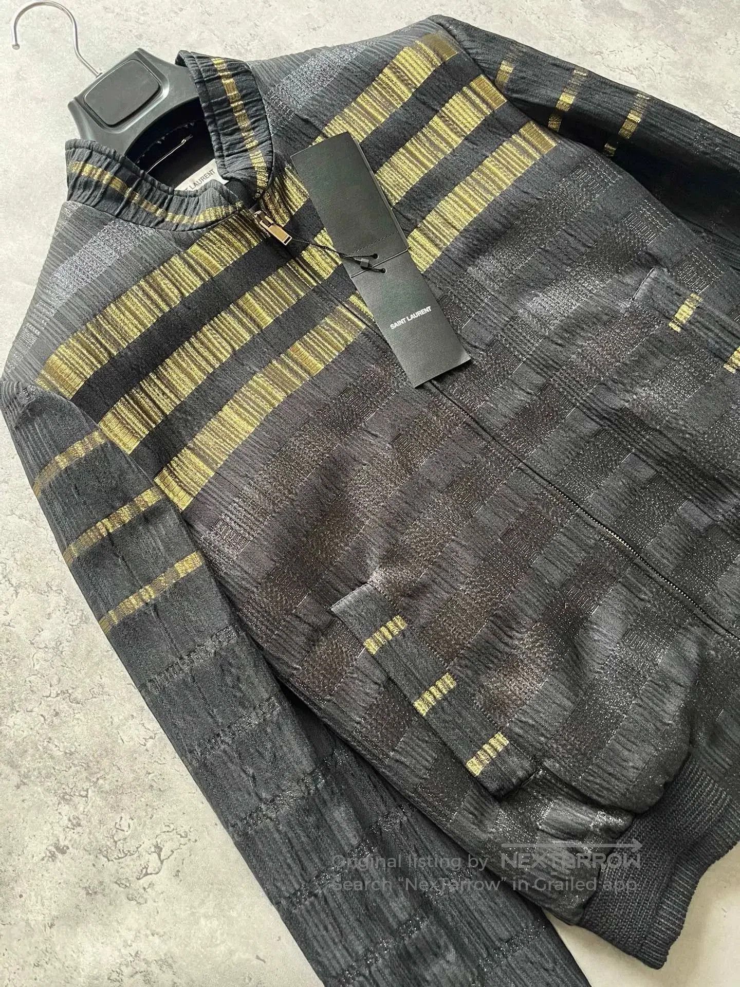 Saint Laurent Paris Saint Laurent Black Gold Baseball Jacket. Size US S / EU 44-46 / 1 - 4 Thumbnail