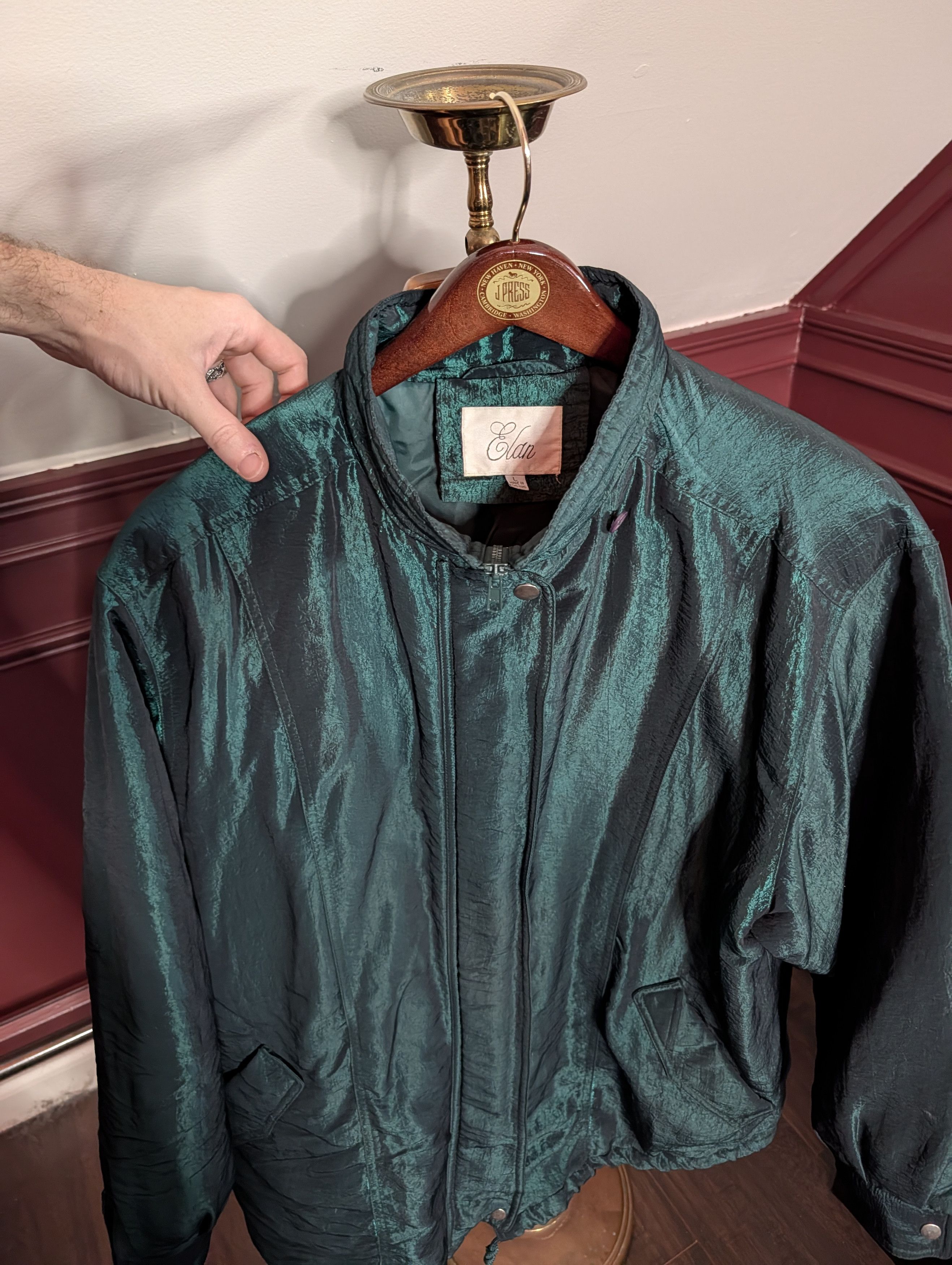 ELAN Vtg iridescent green insulated zip-up parka coat Size L / US 10 / IT 46 - 3 Thumbnail