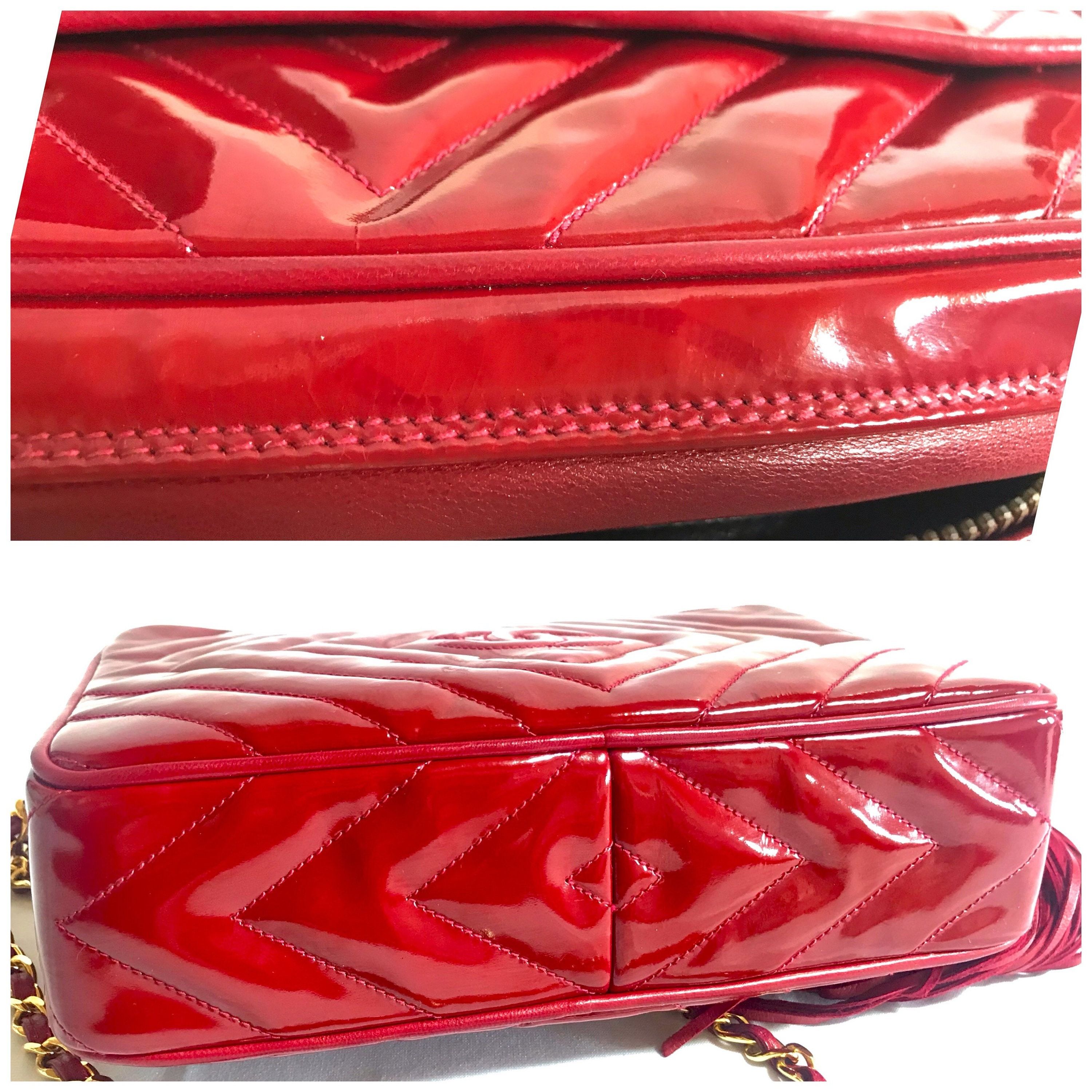 Chanel Vintage CHANEL lipstick red patent enamel shoulder bag Size ONE SIZE - 7 Thumbnail