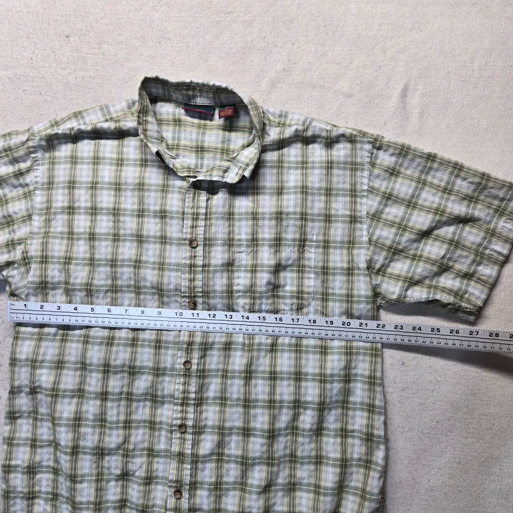 Vintage Saddlebred Shirt Button-Up Short Sleeve Men L Green Plaid Classic Fit A80 Buttons Pocket Logo Vintage: No Size US 33 - 4 Thumbnail