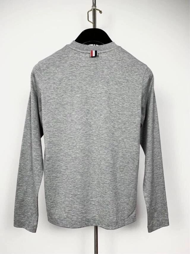 Thom Browne Thom Browne Light gray pure cotton four-bar round-neck long Size XS / US 0-2 / IT 36-38 - 2 Thumbnail