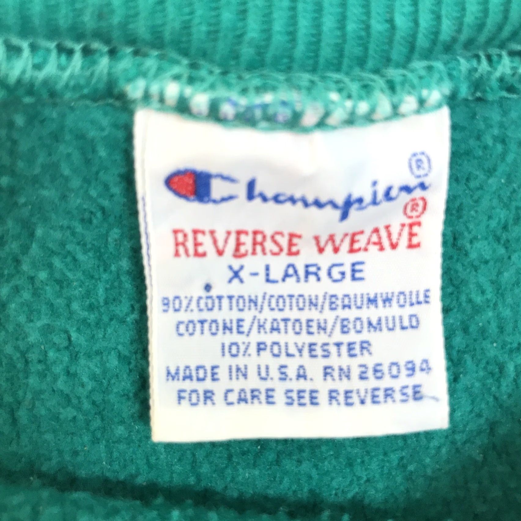 Champion VINTAGE Champion Reverse Weave Crewneck Sweatshirt XL Teal 90s Heavyweight Logo Mens Size US XL / EU 56 / 4 - 2 Thumbnail