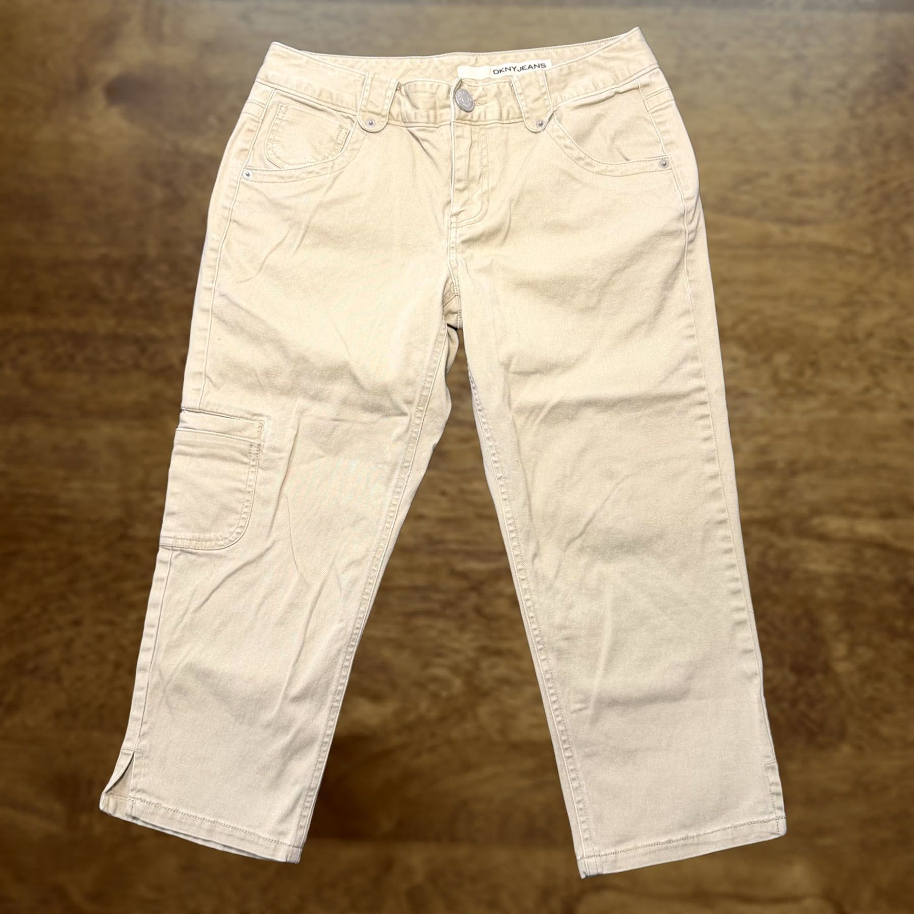 DKNY DKNY Jeans Cargo Capri Pants Womens 6 Beige Twill Stretch Pockets Casual Summer Size 28" / US 6 / IT 42 - 1 Thumbnail