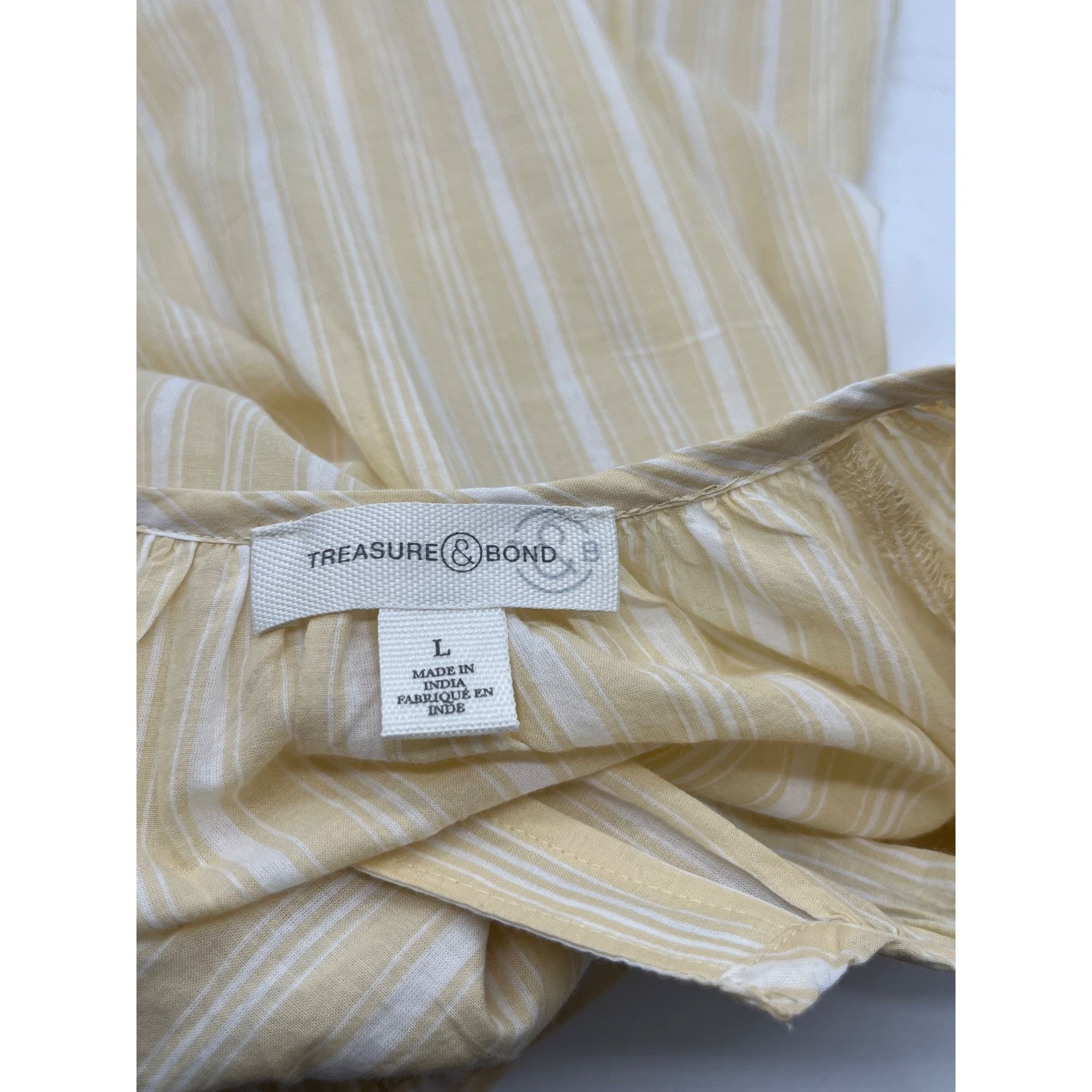 Other Treasure & Bond Split Neck Top In Beige- Ivory Wander Stripe Size L / US 10 / IT 46 - 7 Thumbnail