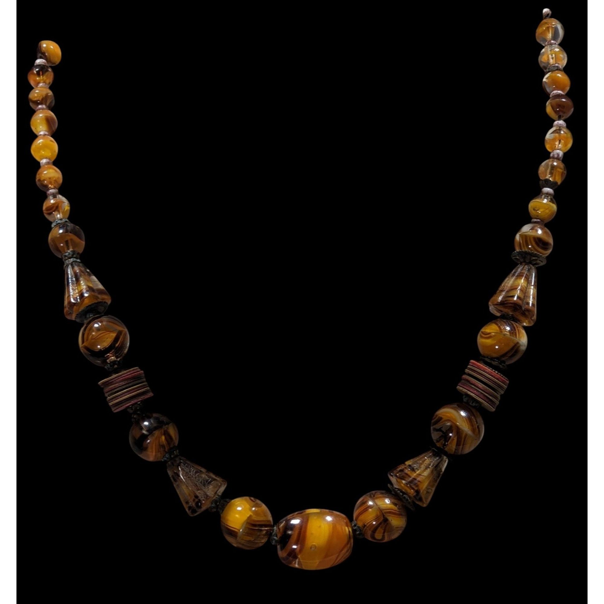 Other Vintage Marbled Glass Necklace In Honey And Earth Tones Size ONE SIZE - 5 Thumbnail