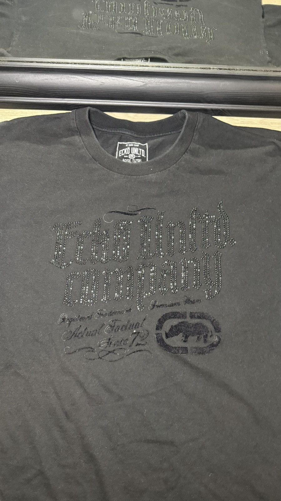 Ecko Unltd. Y2K 2000s Ecko Unltd Rhinestone Logo SpellOut Felt Shirt Size US XXL / EU 58 / 5 - 2 Thumbnail