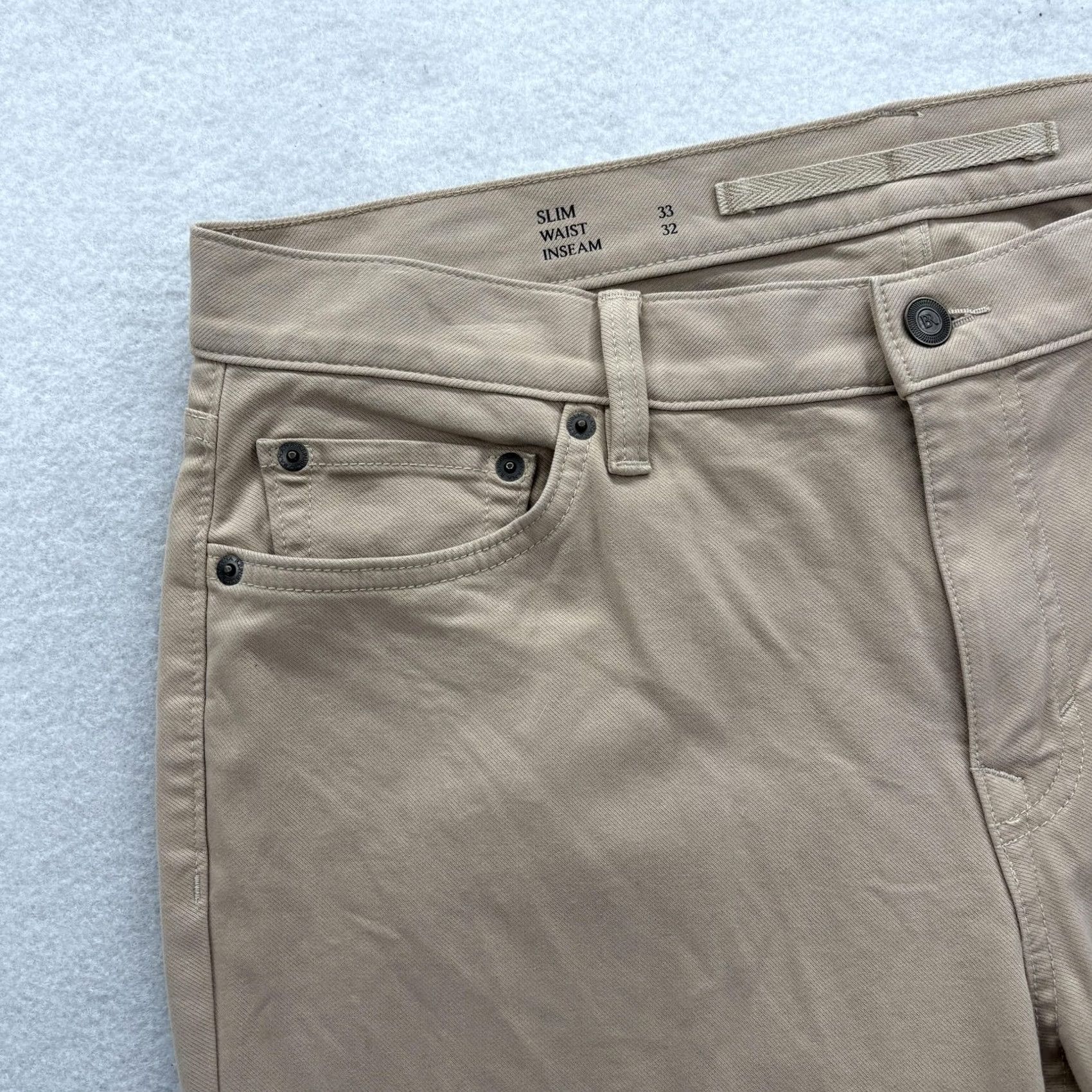 Banana Republic Banana Republic Traveler Pants Mens 33x32 Beige Slim Fit Stretch Khaki 5-Pocket Size US 33 - 3 Thumbnail