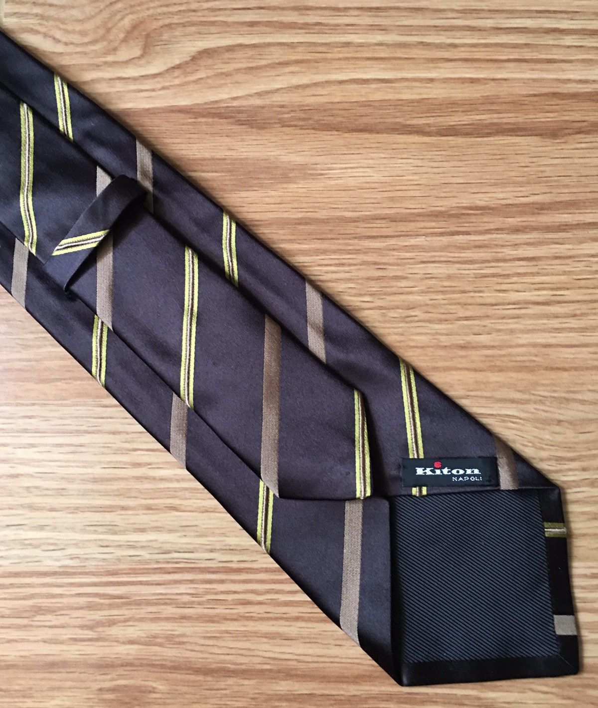 Kiton Kiton Napoli Brown Striped Silk Mens Neck Tie Size ONE SIZE - 1 Thumbnail