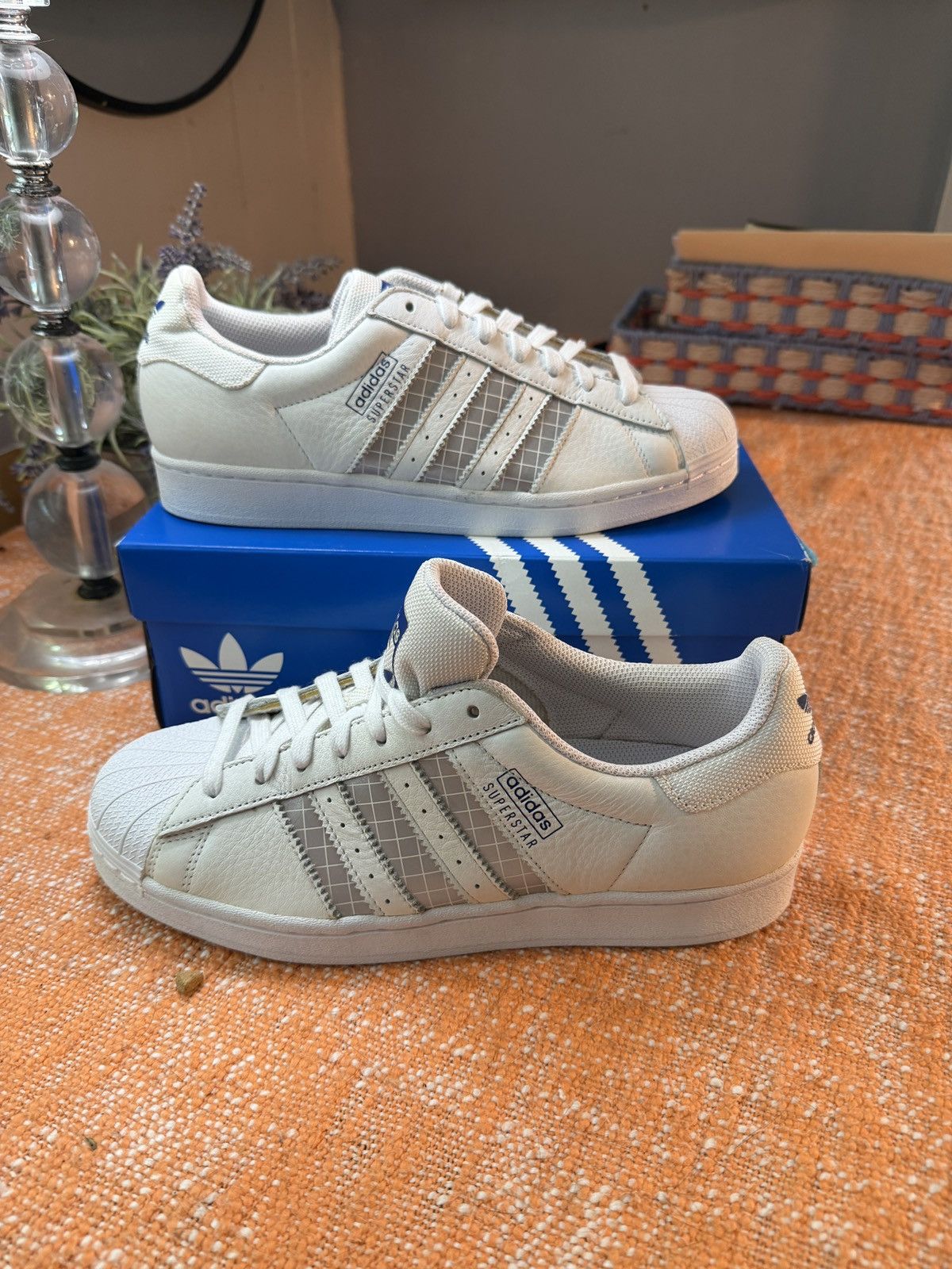 Adidas White On Blue Adidas Superstar Sample size 9 new Size US 9 / EU 42 - 5 Thumbnail