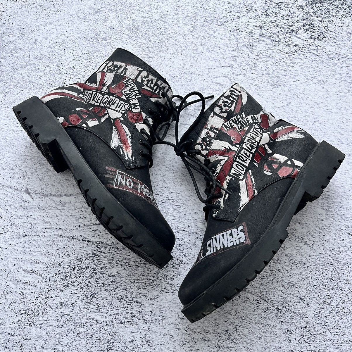Vintage Rock Rebel eco leather black boots Size US 8.5 / EU 41-42 - 2 Thumbnail