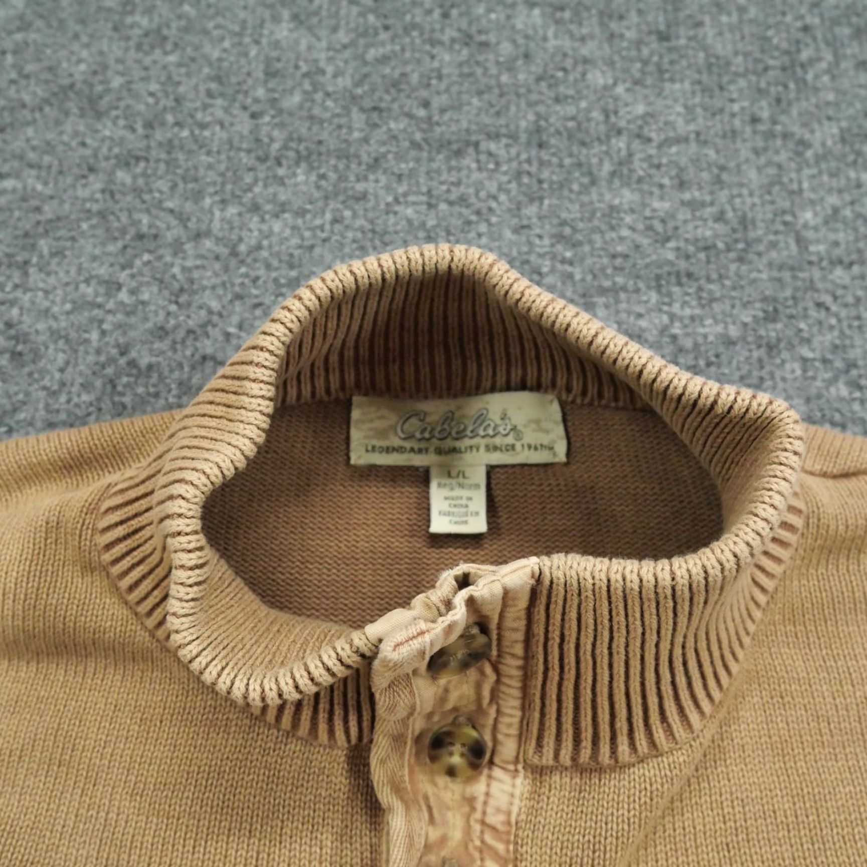 Vintage Cabela's Sweater Mens L Brown Teal Henley Button Cotton Outdoors Knit Mock Neck Casual Long Sleeve Size US L / EU 52-54 / 3 - 5 Thumbnail