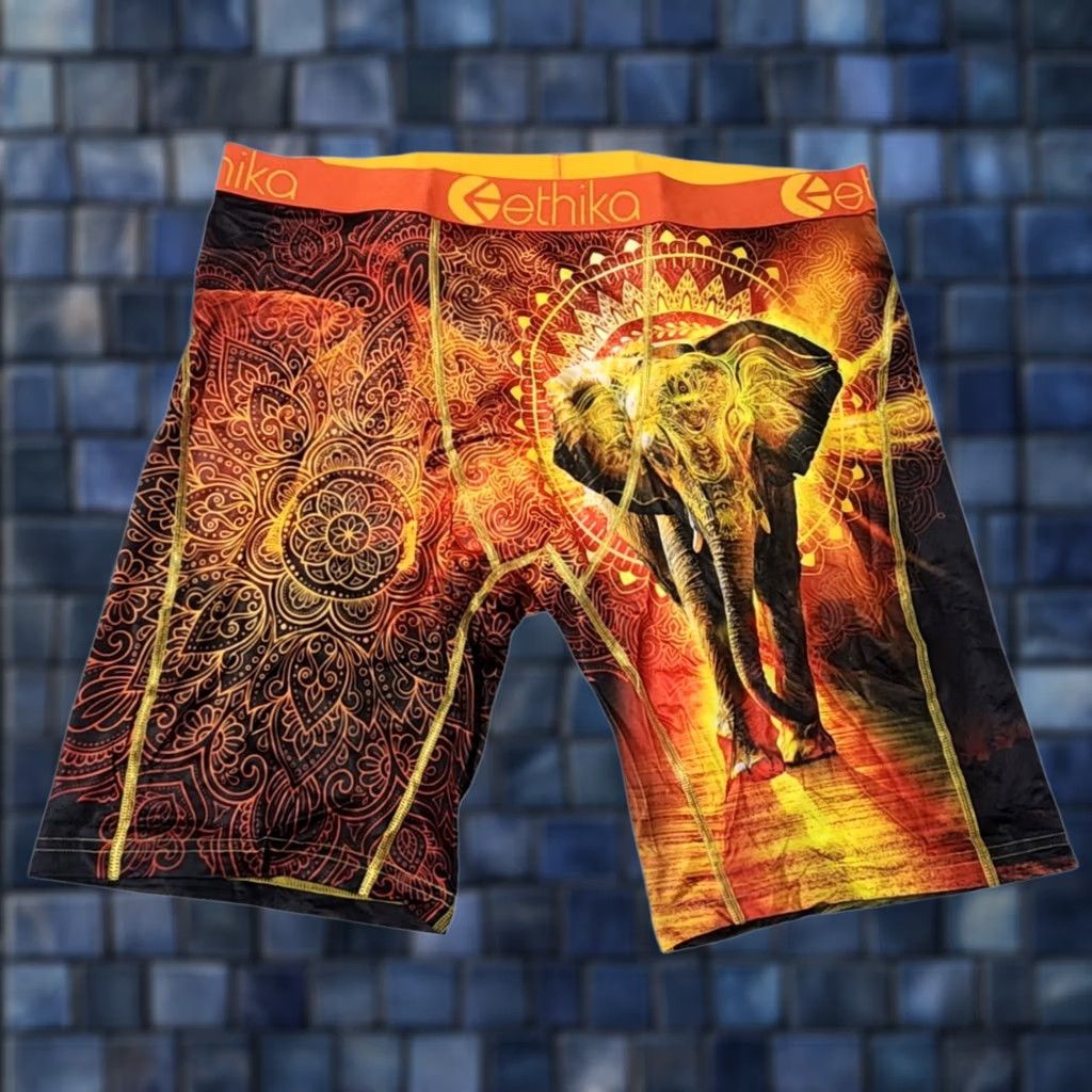 Vintage Ethika Mens Boxer Briefs The Staple Fit Elephant Orange Black 2XL Underwear Men's Boxer Briefs Size 48R - 1 Thumbnail