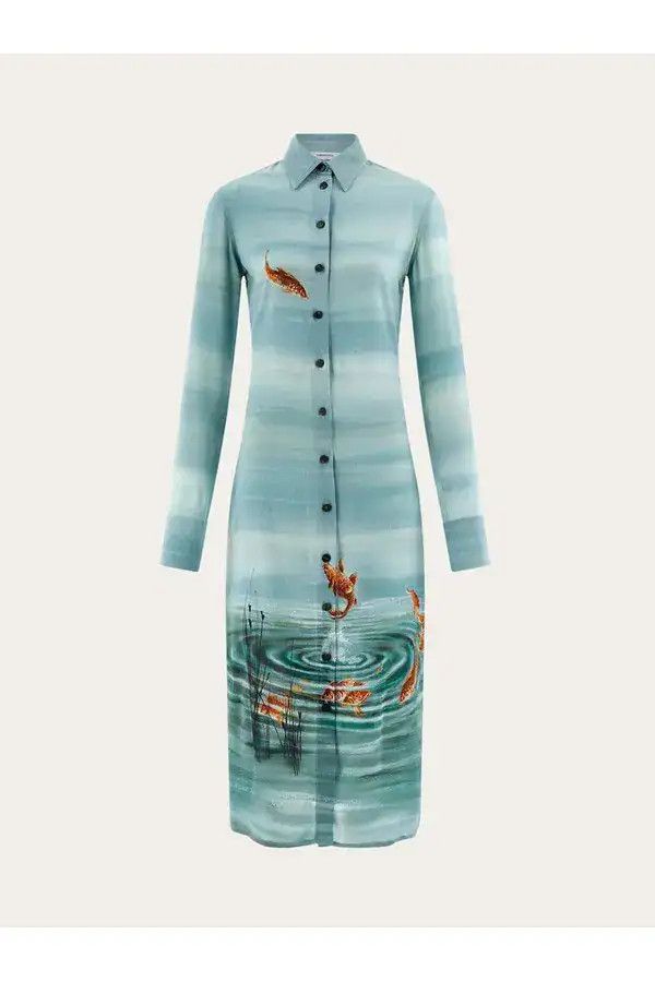 Salvatore Ferragamo o1y0326 Midi Dress in Multicolor Size M / US 6-8 / IT 42-44 - 1 Thumbnail