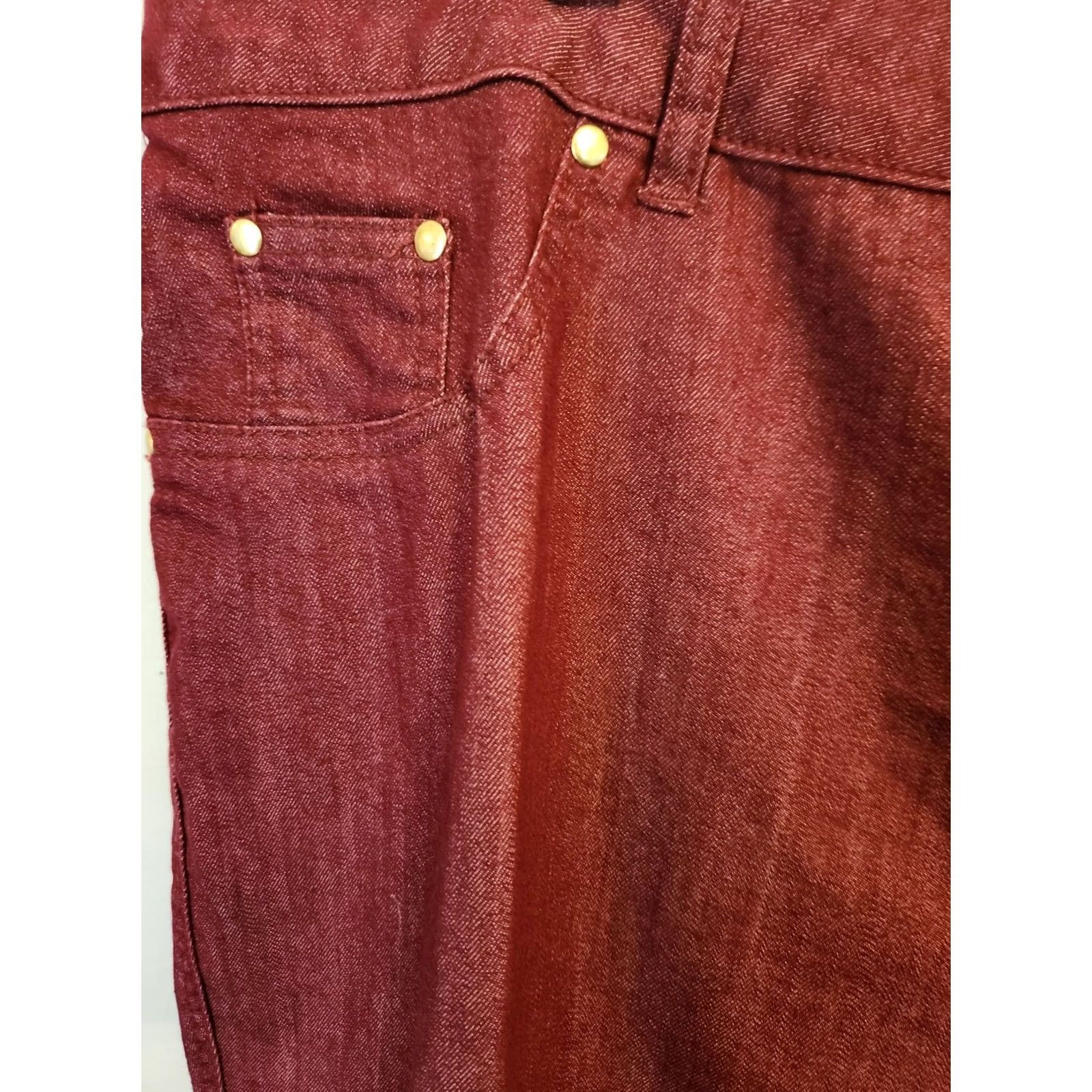 Denime IMAN Wine Women's Jeans 2X Short Straight Leg Stretch Denim Pull-on Mid-Rise Size 40" / US 18 - 2 Thumbnail