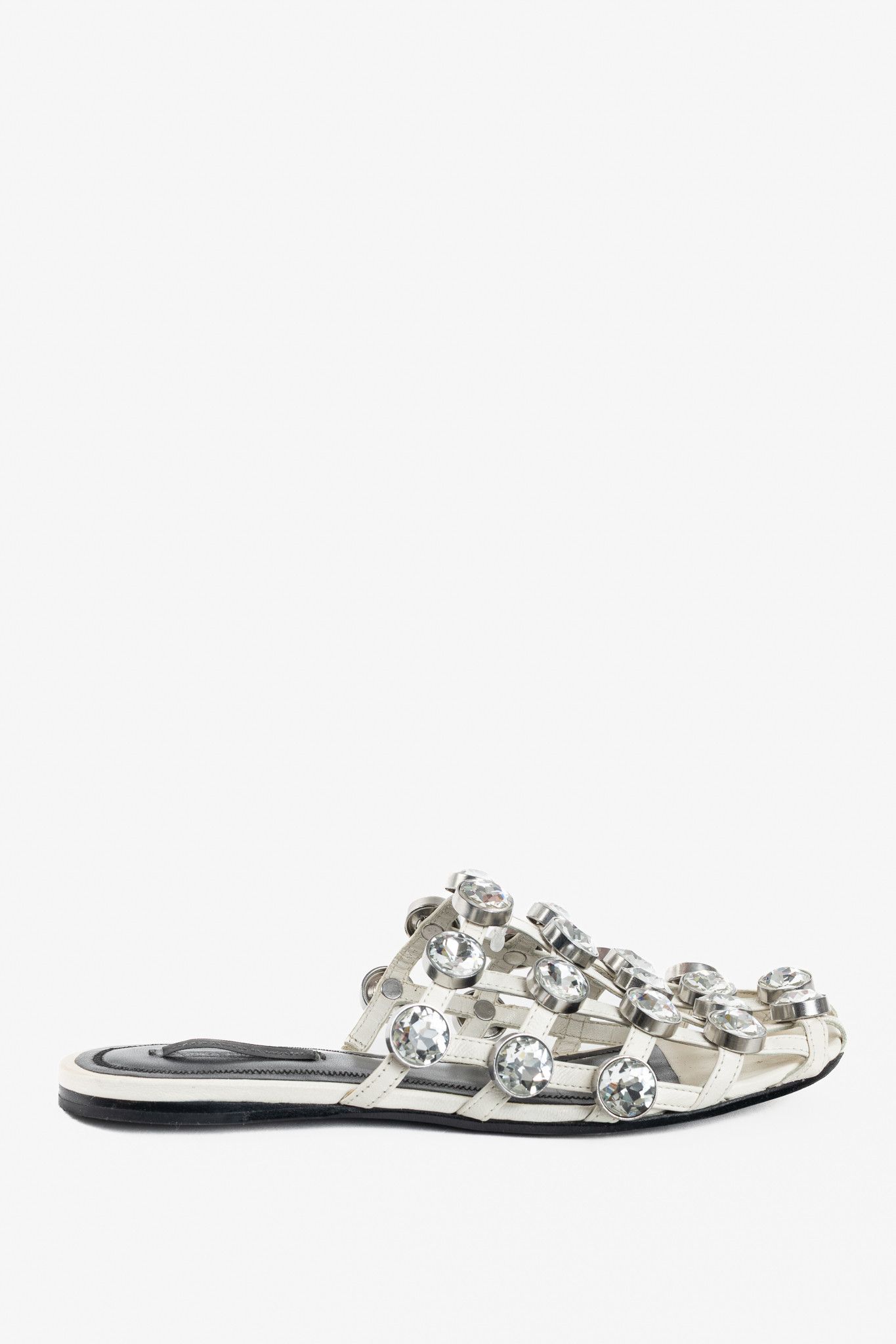 Alexander Wang Alexander Wang Amelia White Crystal-Studded Cage Mules Size US 5.5 / IT 35.5 - 2 Thumbnail