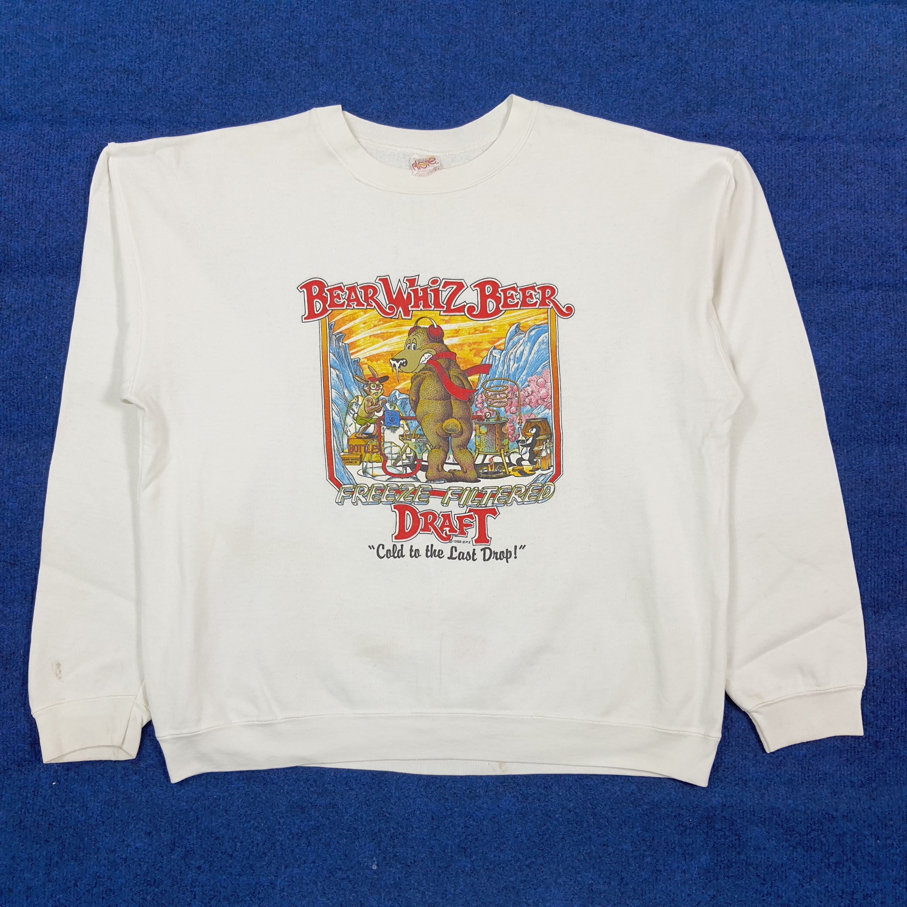 Vintage Vintage 1988 Bear Whiz Beer Sweatshirt Humor Parody C306N7 Size US L / EU 52-54 / 3 - 1 Thumbnail