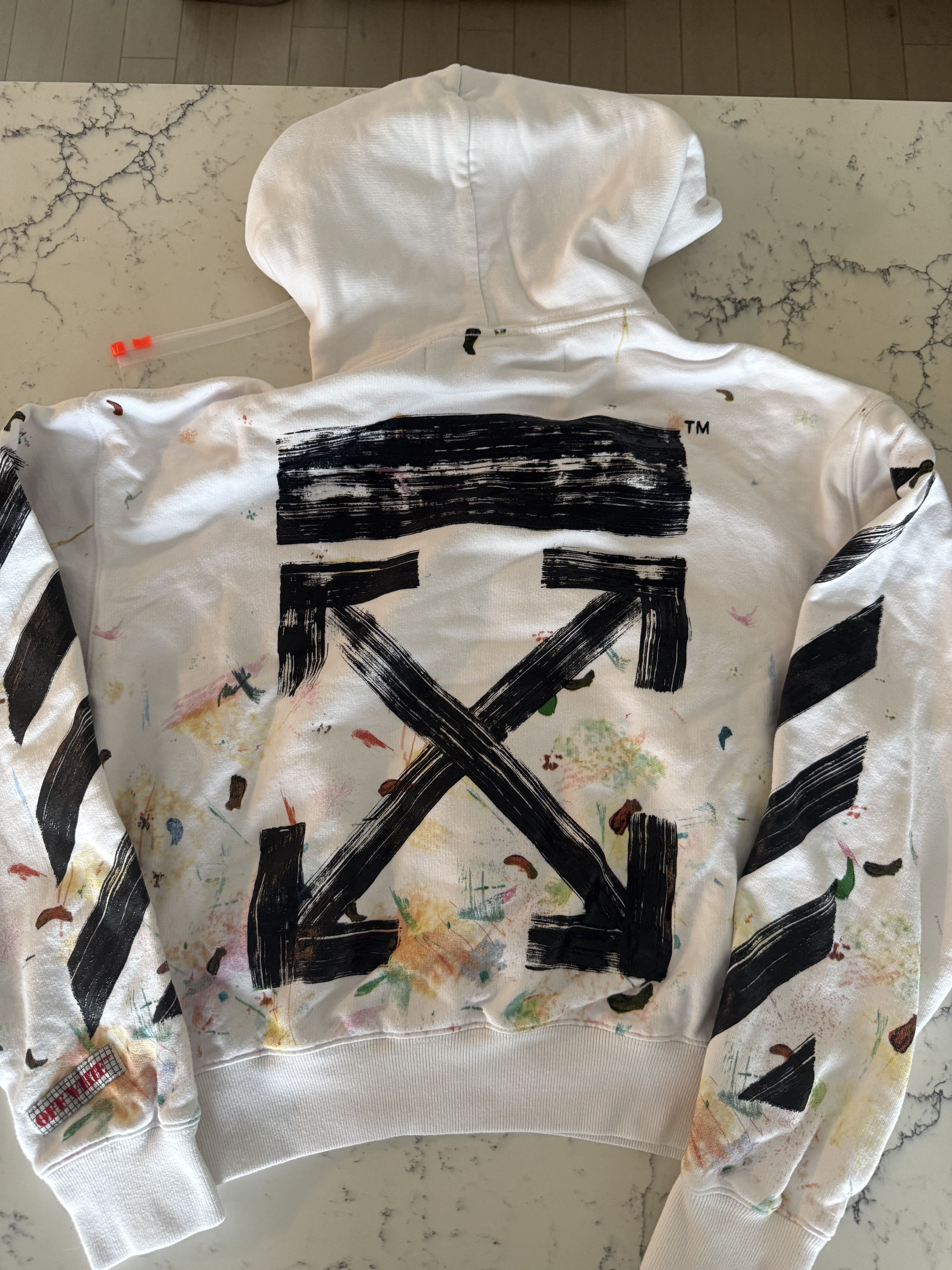 Off-White White Paint Splatter Hoodie Size XS / US 0-2 / IT 36-38 - 6 Thumbnail