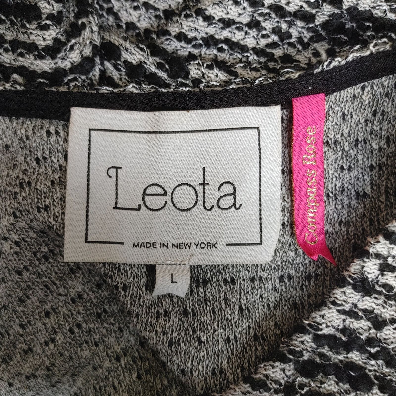 Other Leota Women's L Gray Stripe Long Sleeve Cinch Waist Dress Size L / US 10 / IT 46 - 3 Thumbnail