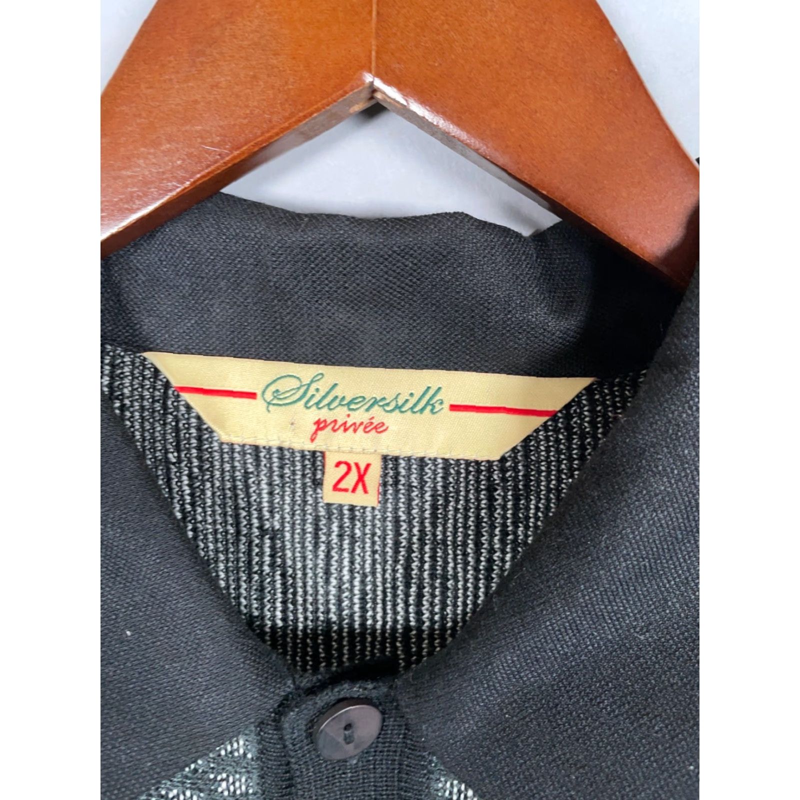 Vintage Silversilk Shirt Adult Big 2X Gray Black Textured Button Up Rayon Silk Blend Casual Preppy Retro Size US XXL / EU 58 / 5 - 4 Thumbnail
