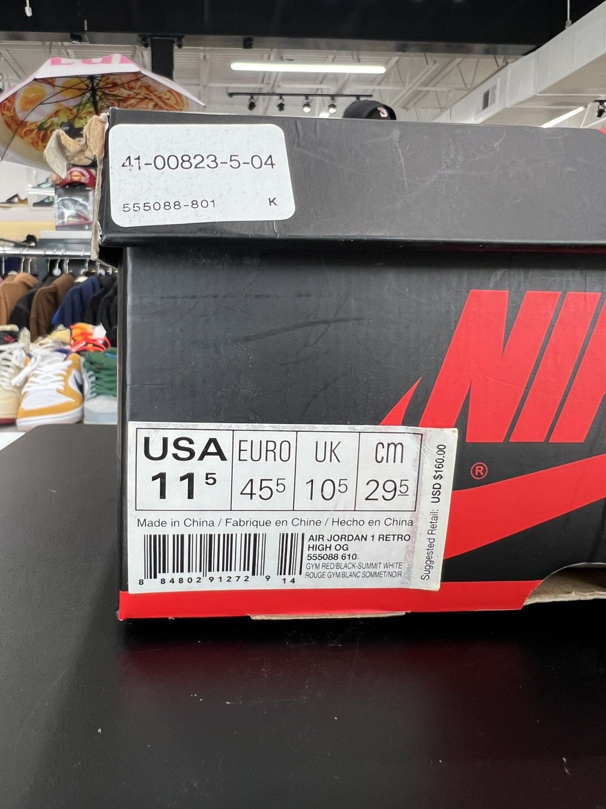 Jordan Brand Air Jordan 1 Bred Toe Sz. 11.5 (2018) Size US 11.5 / EU 44-45 - 11 Thumbnail