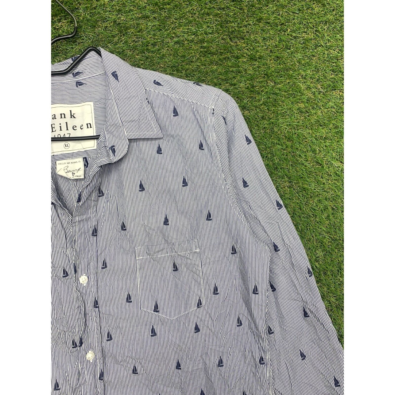 Frank & Eileen Frank & Eileen Shirt Mens XL Button-Down Long Sleeve Striped Blue Cotton Classic Fashion Size US XL / EU 56 / 4 - 3 Thumbnail