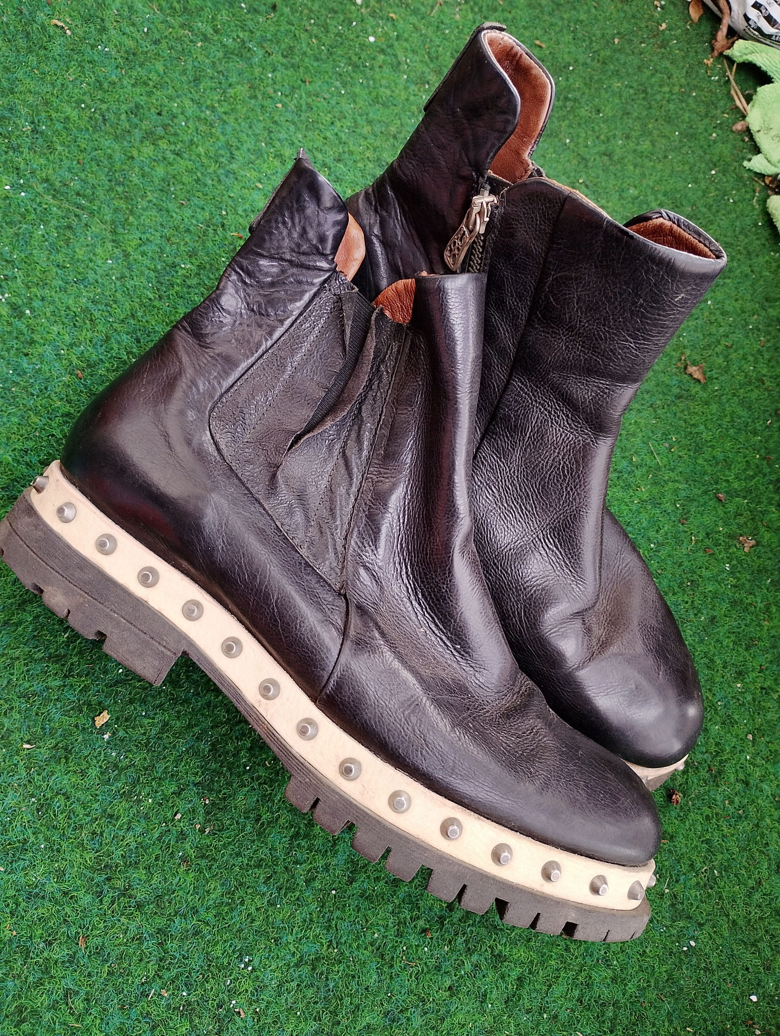 A.S.98 Studded Chelsea Chunky Boots sz 42