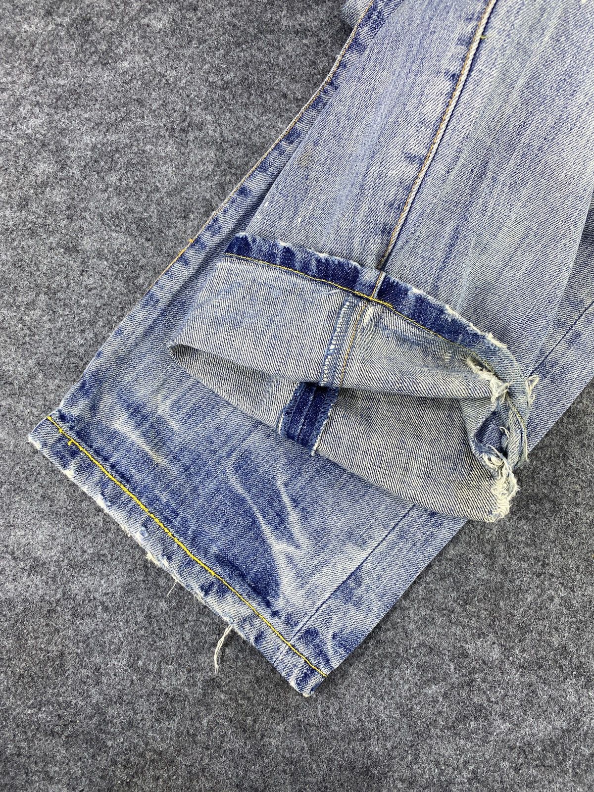 Japanese Brand × Jean Flash Report Distress Blue Wash Denim - J972 Size US 33 - 12 Thumbnail
