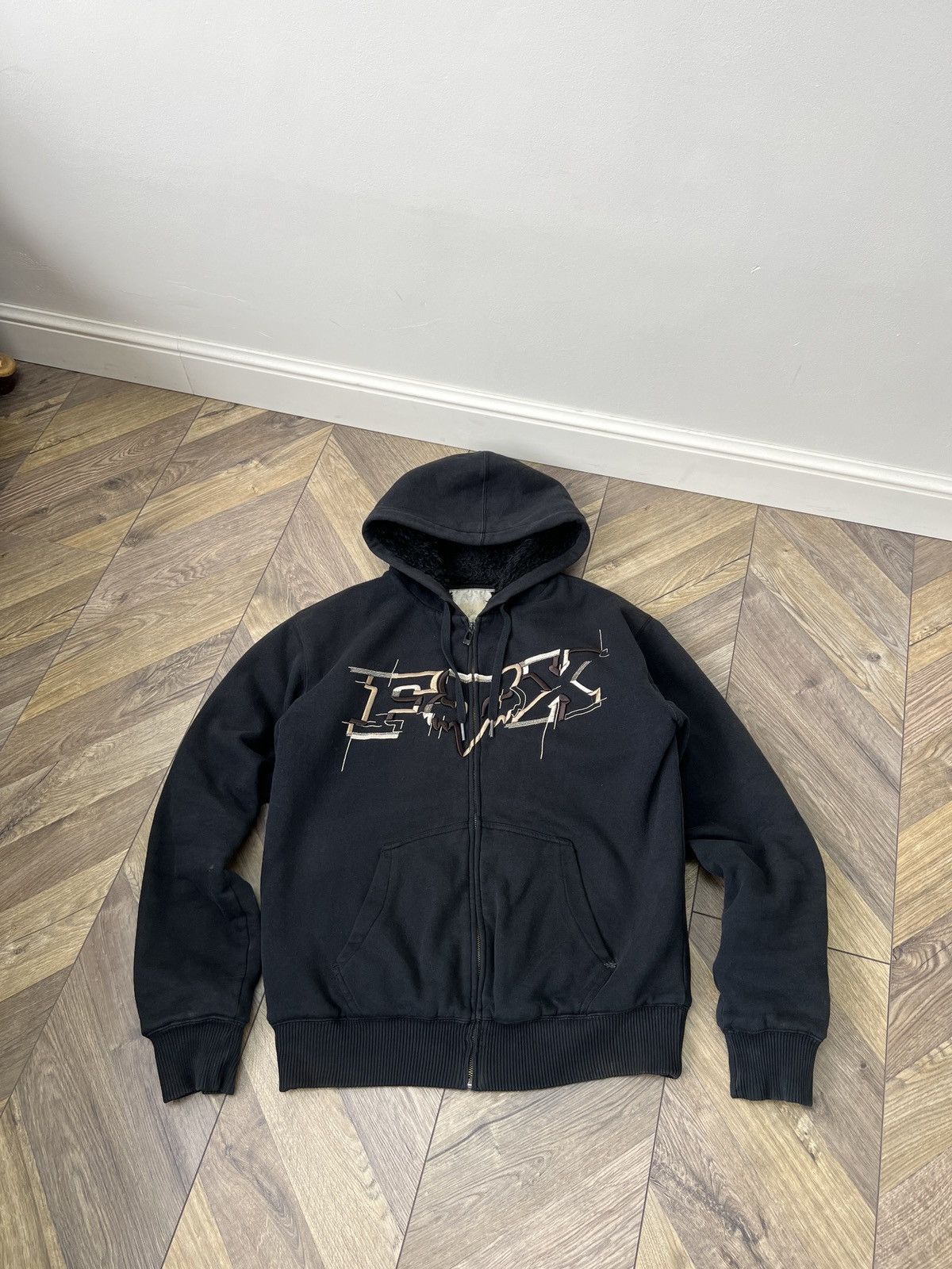 Fox Racing Vintage Fox Racing Black Zip-Up Heavy Jacket Streetwear Size US L / EU 52-54 / 3 - 1 Thumbnail