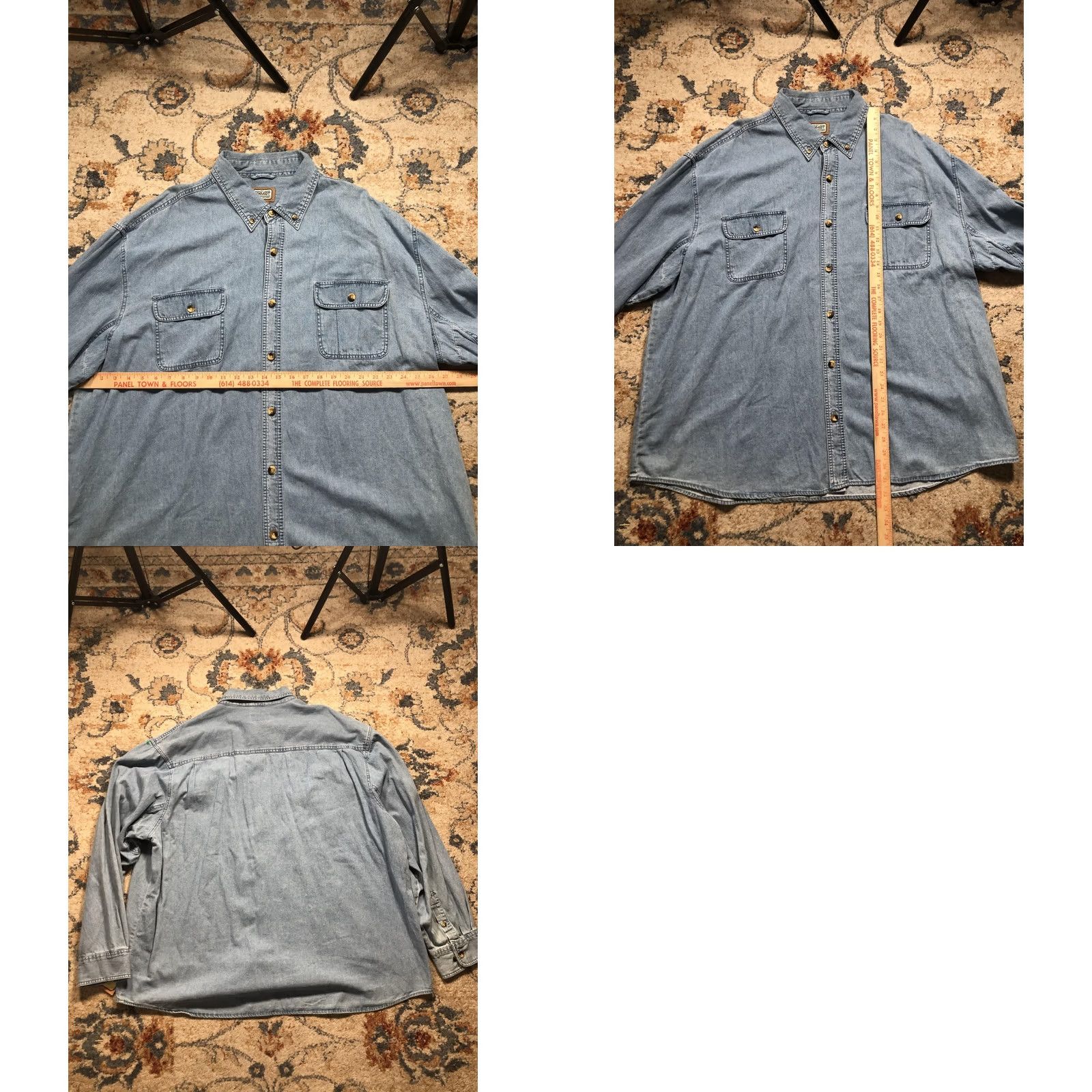 Denime C.E. Schmidt Workwear Shirt Mens 3XL Blue Denim Snap Button Western Long Sleeve Size US XXL / EU 58 / 5 - 8 Thumbnail