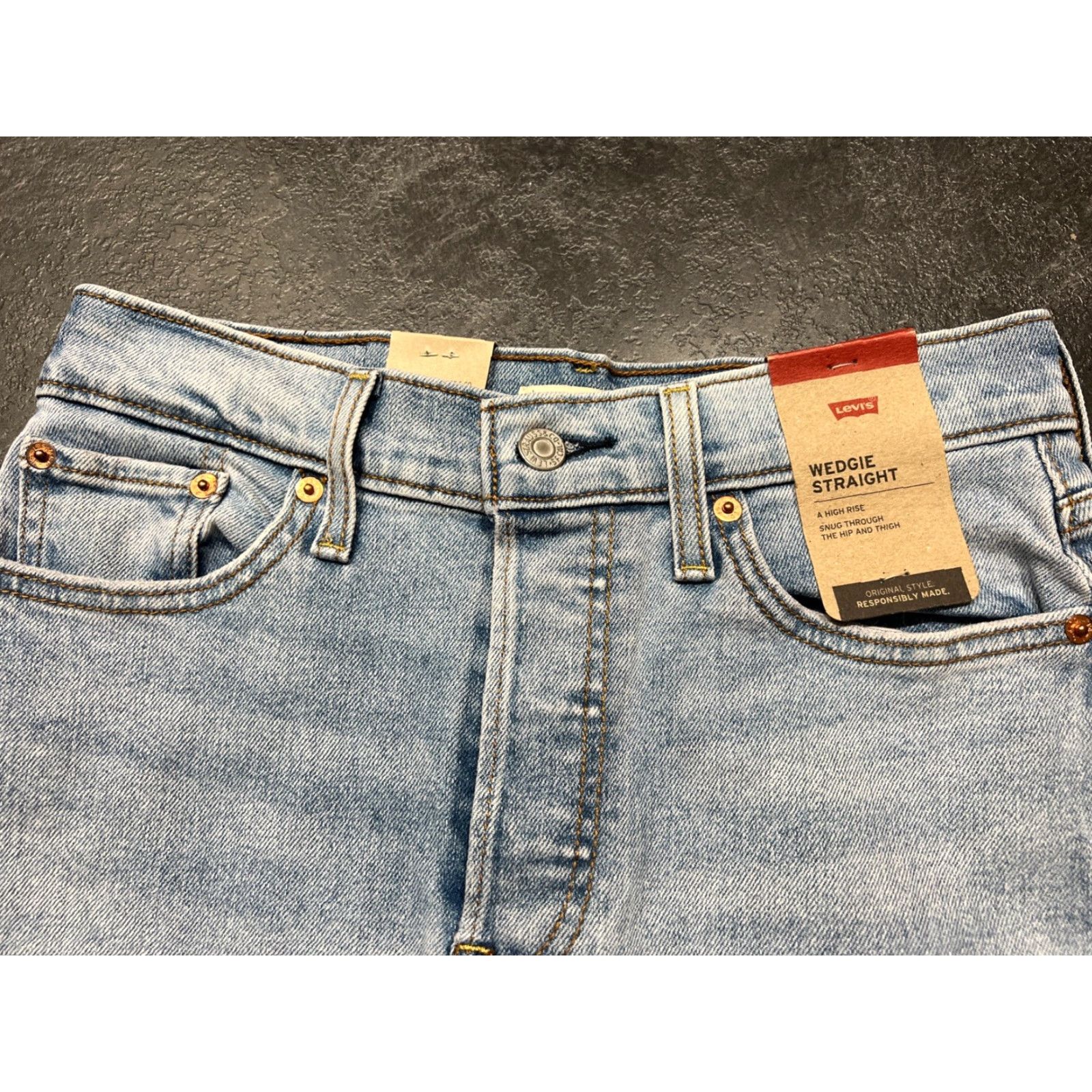 Levi's Levi's Jeans Women 27x28 Wedgie Straight Fit High Rise Button Fly Distressed Blue 99% Cotton 1% Elastane Regular Inseam 28 Pocket 5 Size 27" / US 4 / IT 40 - 3 Thumbnail