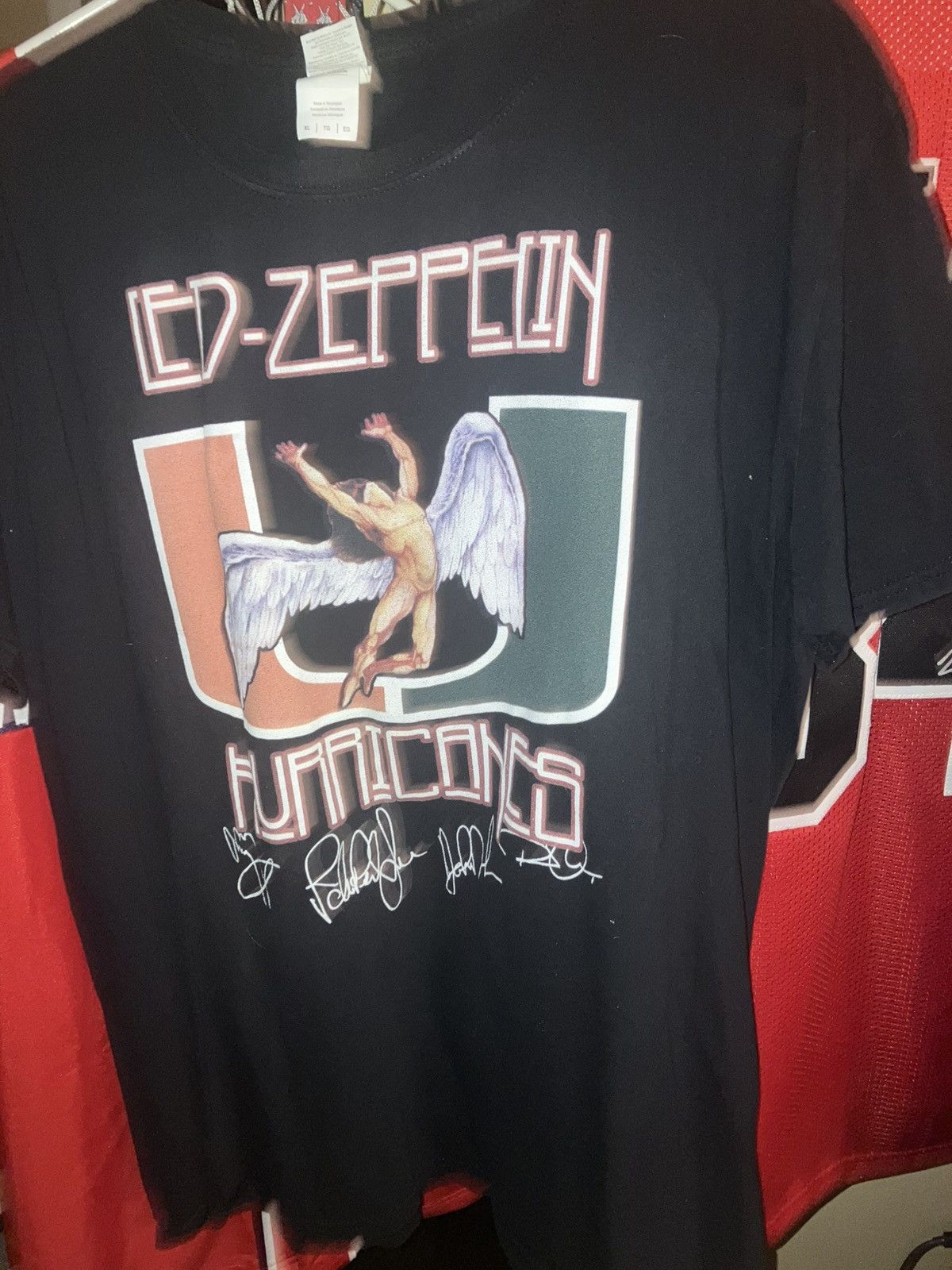 Gildan Vintage Led Zeppelin miami hurricanes graphic logo Shirt XL Size US XL / EU 56 / 4 - 7 Thumbnail