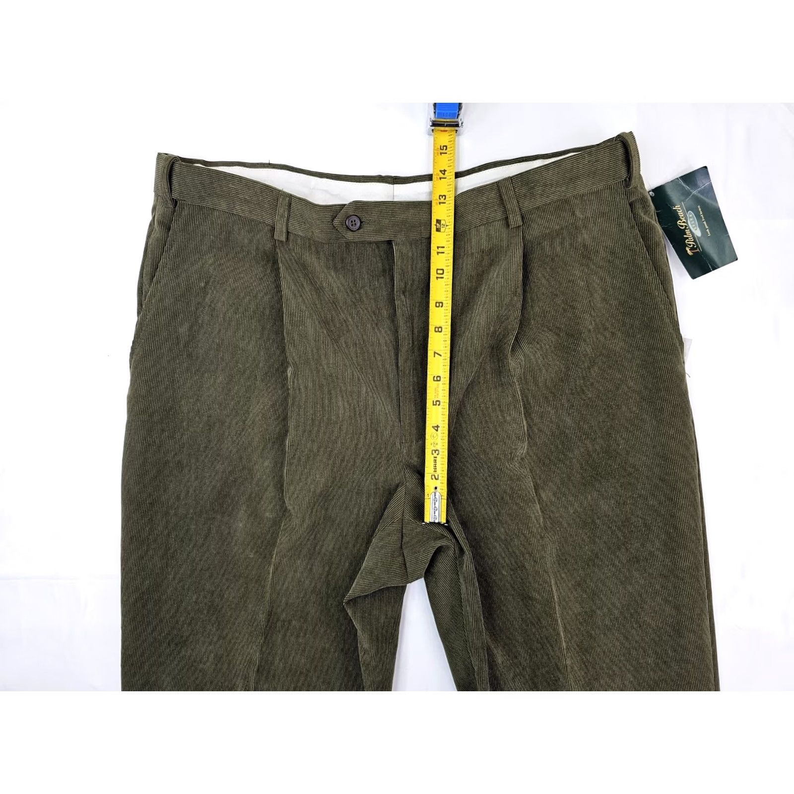 Vintage Palm Beach Reflex Pants Dress Unhemmed Raw Pleated Corduroy Olive Green 40x37 Men Straight Pocket Wool Cotton Size US 40 / EU 56 - 6 Thumbnail