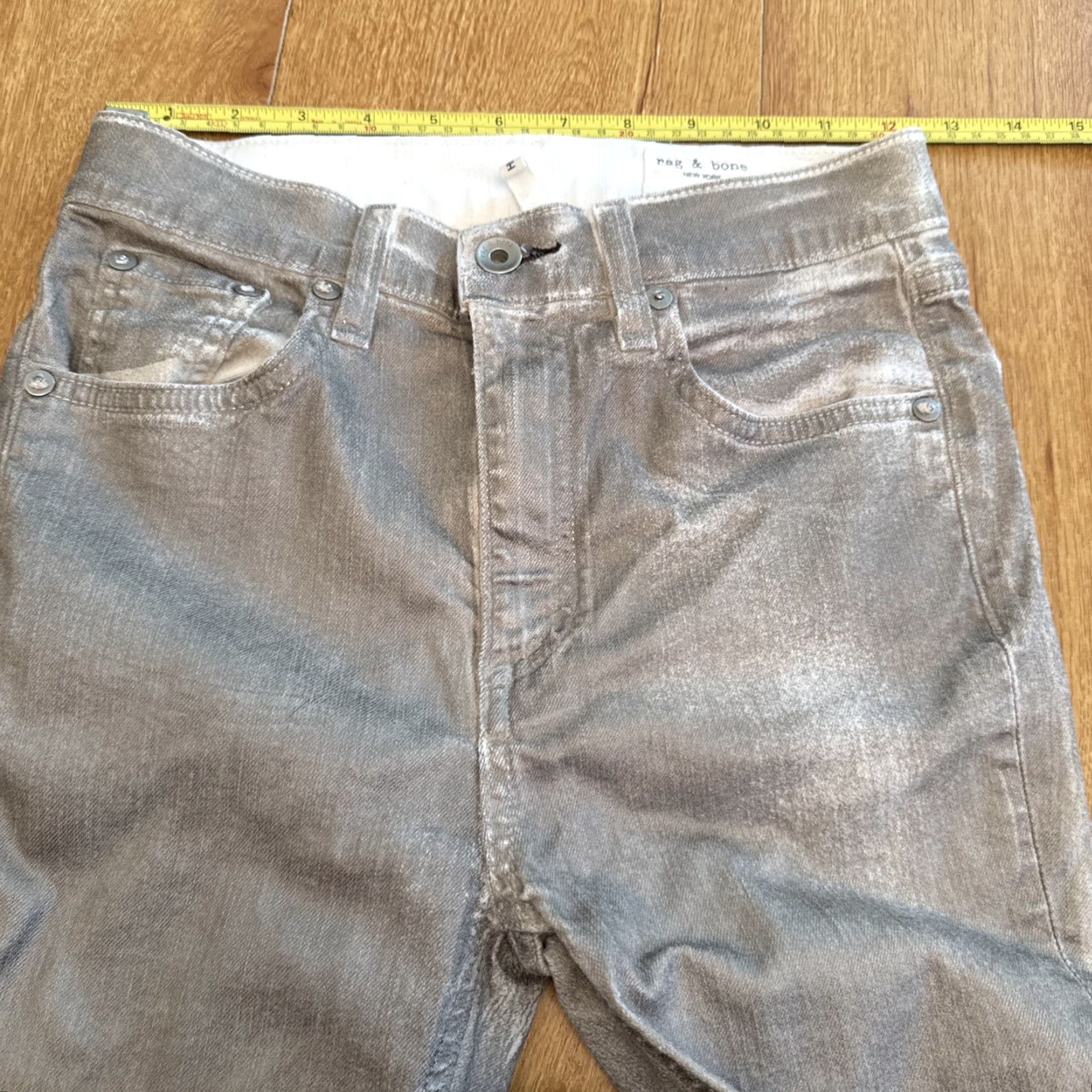 Rag & Bone Rag & Bone NY High Rise Skinny Jeans Women’s 24 Silver Metallic W1532O337 Womens Jeans Slim Skinny Silver Size 42" / US 20 - 4 Thumbnail