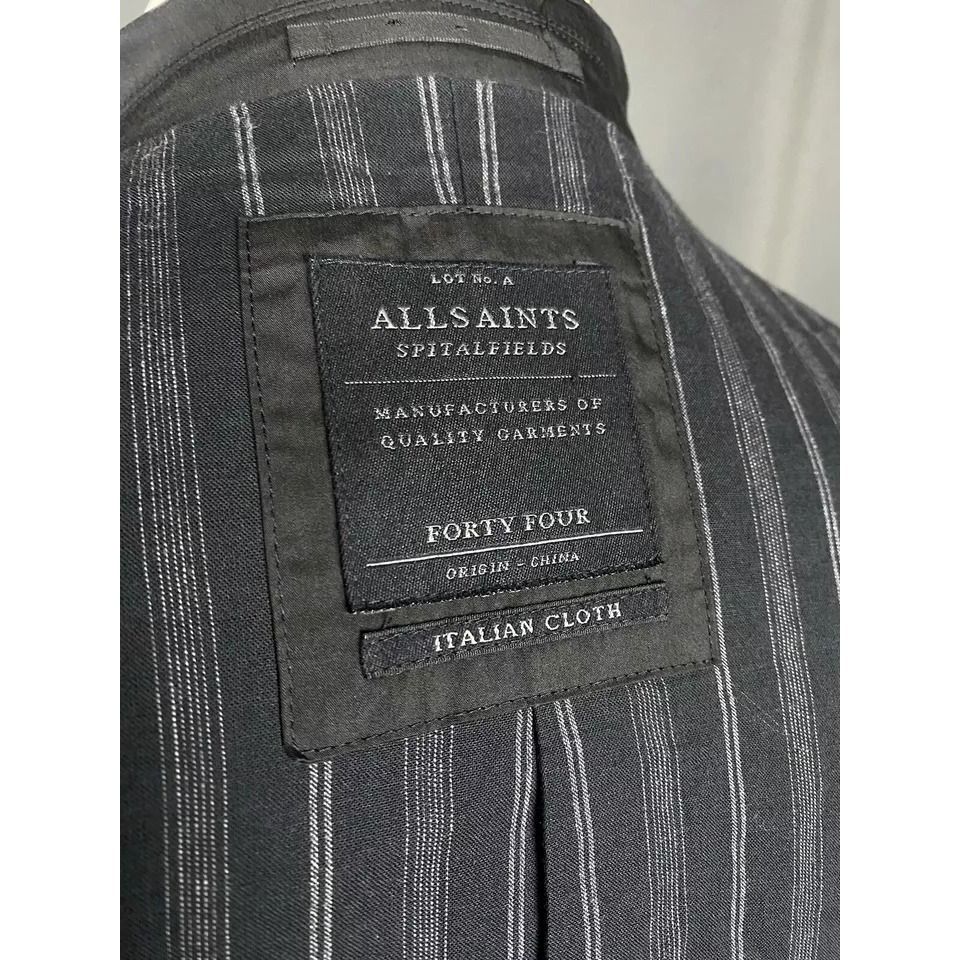 Allsaints Allsaints Men's Black Cotton Silk Blazer Sportcoat Jacket Si Size 44R - 8 Thumbnail