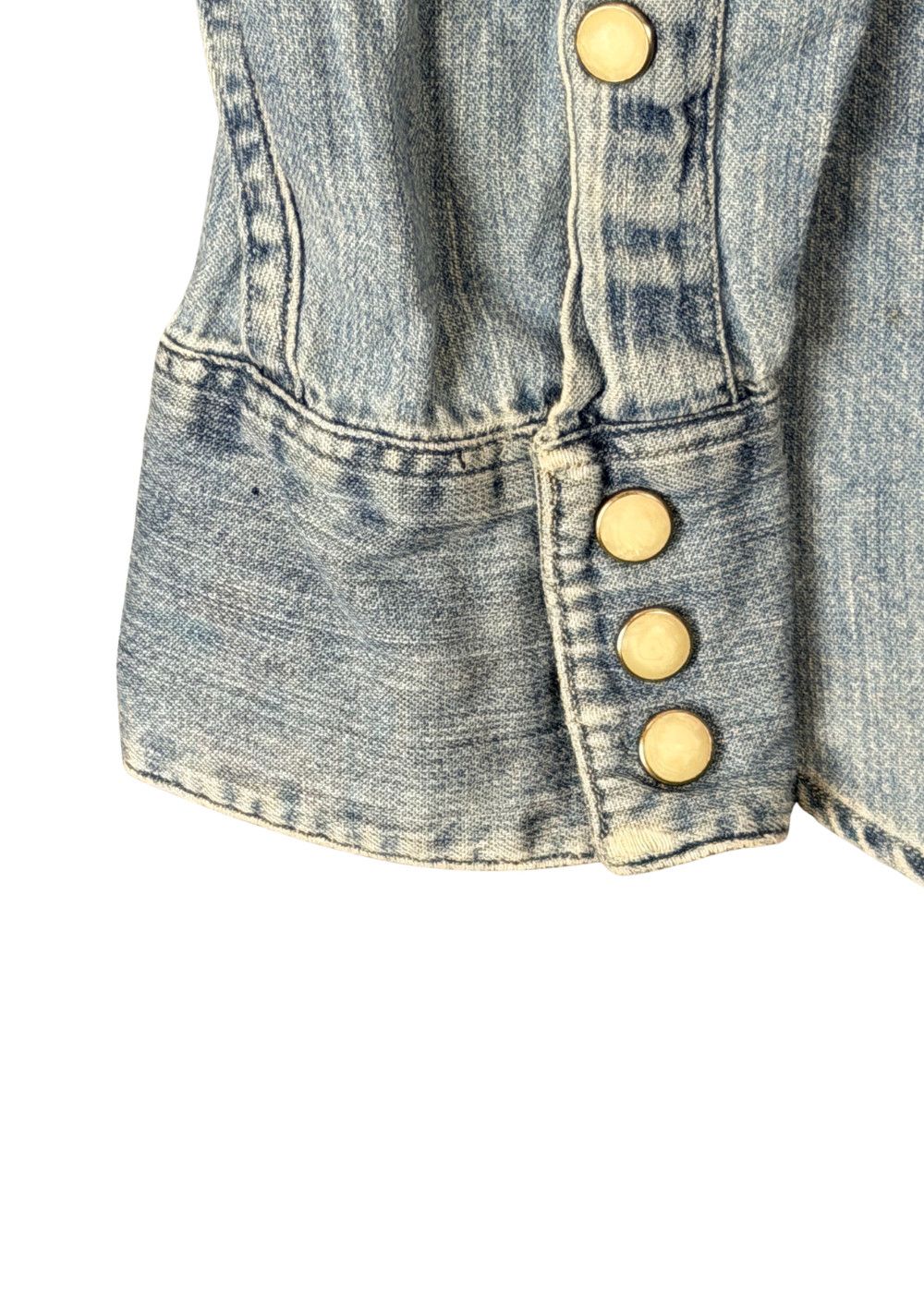 VTG PRL Faded Denim Western Shirt - Pearloid Snaps - Size S image 8