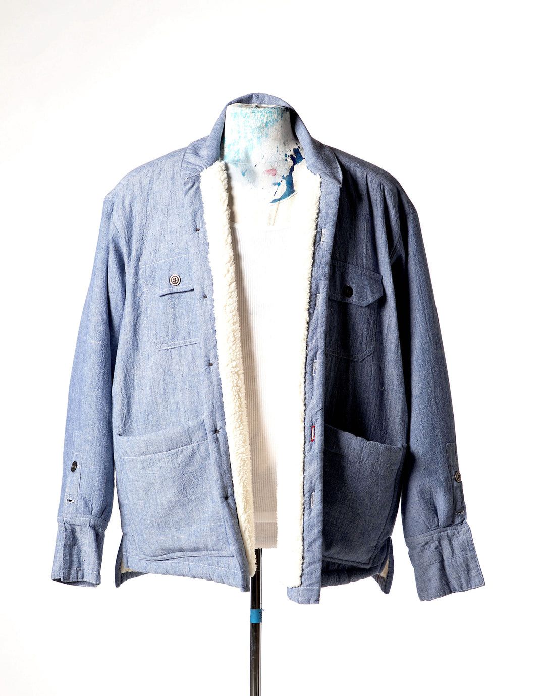 Greg Lauren $1300 Greg Lauren Chambray Sherpa Lined Jacket Size US XXL / EU 58 / 5 - 1 Thumbnail