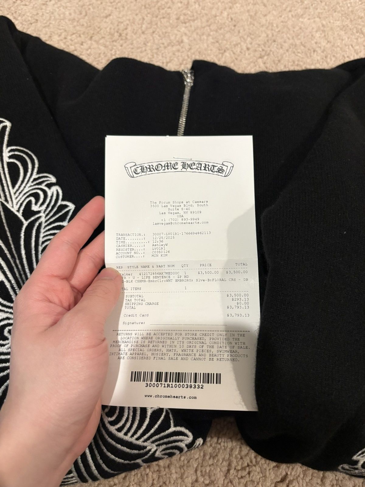 Chrome Hearts Chrome Heart Life sentence Cashmere zip up size M Size US M / EU 48-50 / 2 - 5 Thumbnail