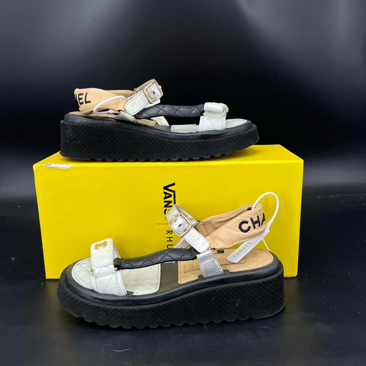 Chanel Chanel 22S Velcro Color Blocked Platform Sandals Size US 6 / IT 36 - 7 Thumbnail