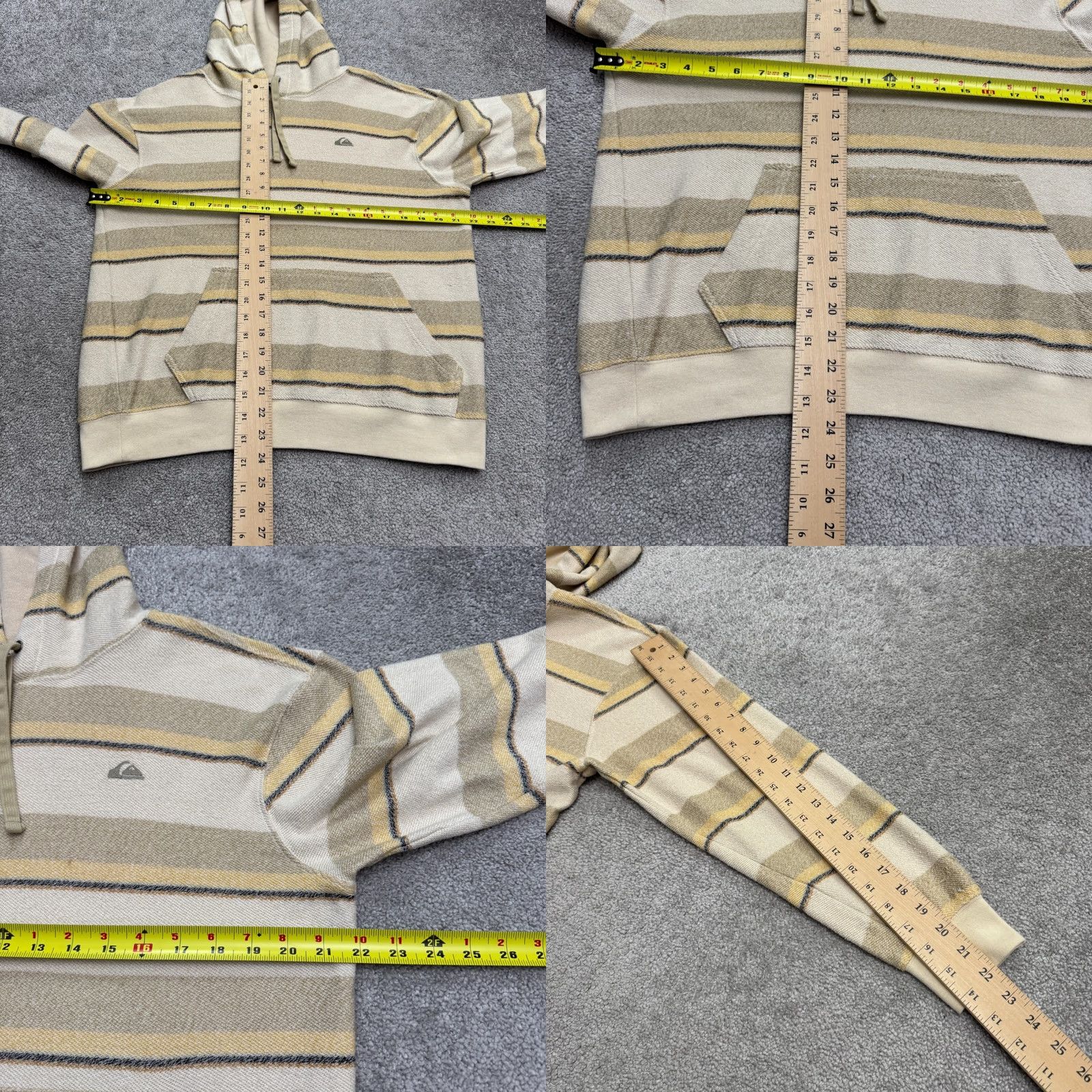 Quiksilver Quiksilver Pullover Hoodie Mens Small Beige Striped Textured Fleece Sweatshirt Long Sleeve Hooded Regular Fit Casual Winter Spring Fall Outdoor Logo Size US S / EU 44-46 / 1 - 9 Thumbnail