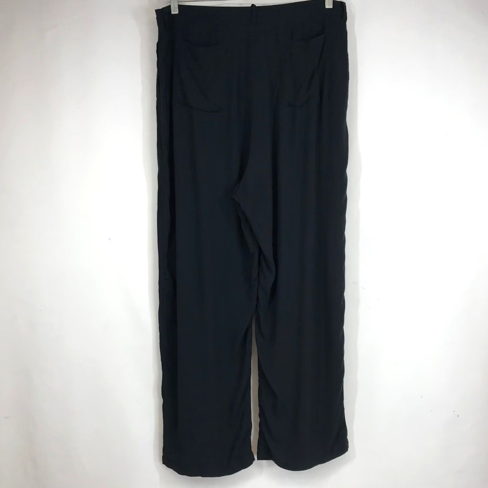 Vintage Na Nin Black Rayon Pleated Wide Leg Trousers Women XXL Made in USA – Minimalist Fashion Pants for Business, Casual & Workwear Size 40" / US 18 - 4 Thumbnail