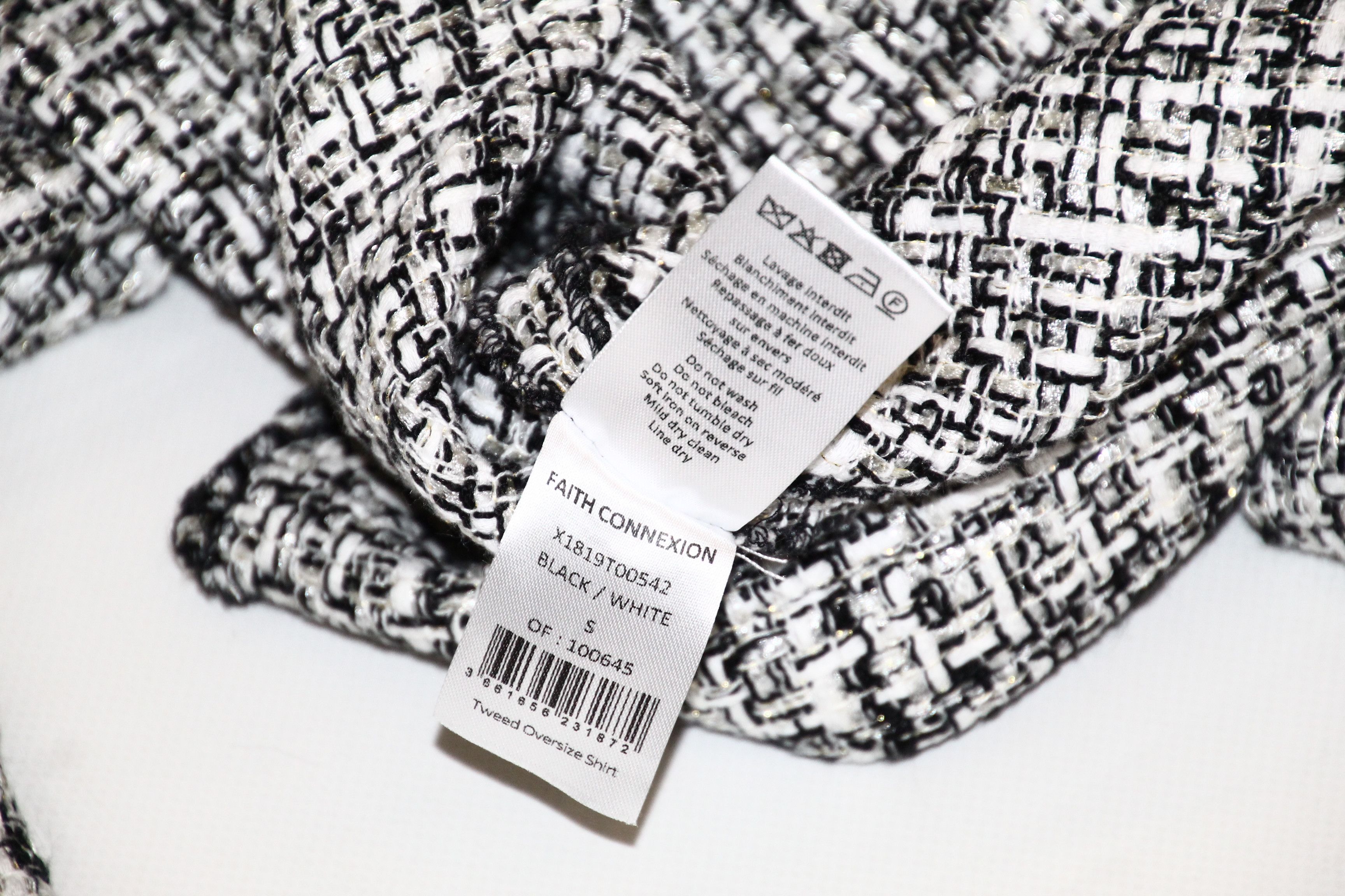 Faith Connexion Faith Connexion Black and White Logo Tweed Oversized Shirt Size US S / EU 44-46 / 1 - 10 Thumbnail