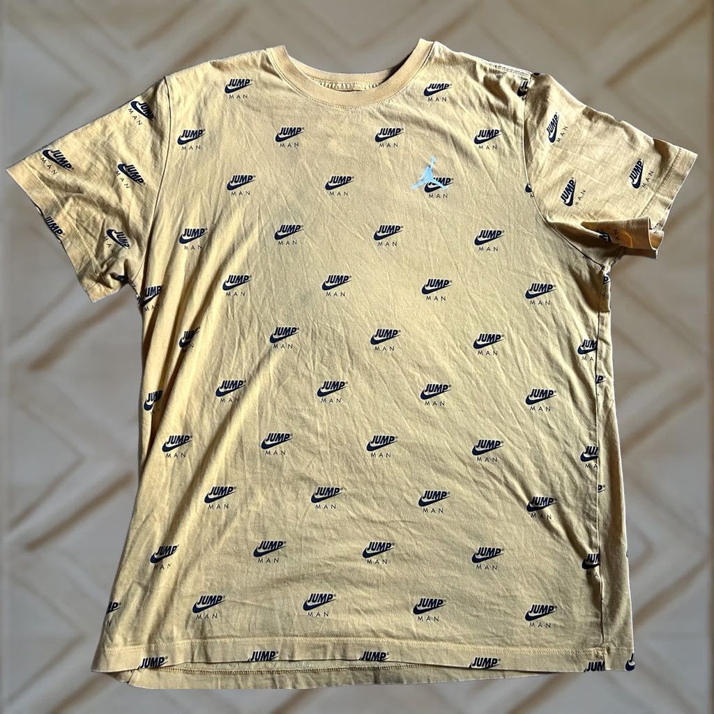 Nike Nike Jordan Jumpman T-Shirt Mens XL Yellow All Over Logo Graphic Print Crew Neck Short Sleeve Standard Fit Size US XL / EU 56 / 4 - 1 Thumbnail
