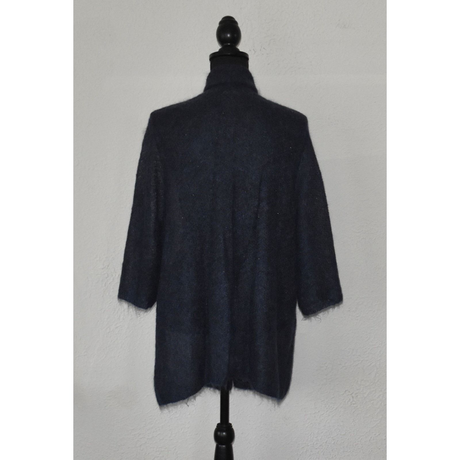 Eileen Fisher EILEEN FISHER Navy Mohair/Nylon Cardigan Sweater Size 1X Size 3XL / US 20-22 - 3 Thumbnail