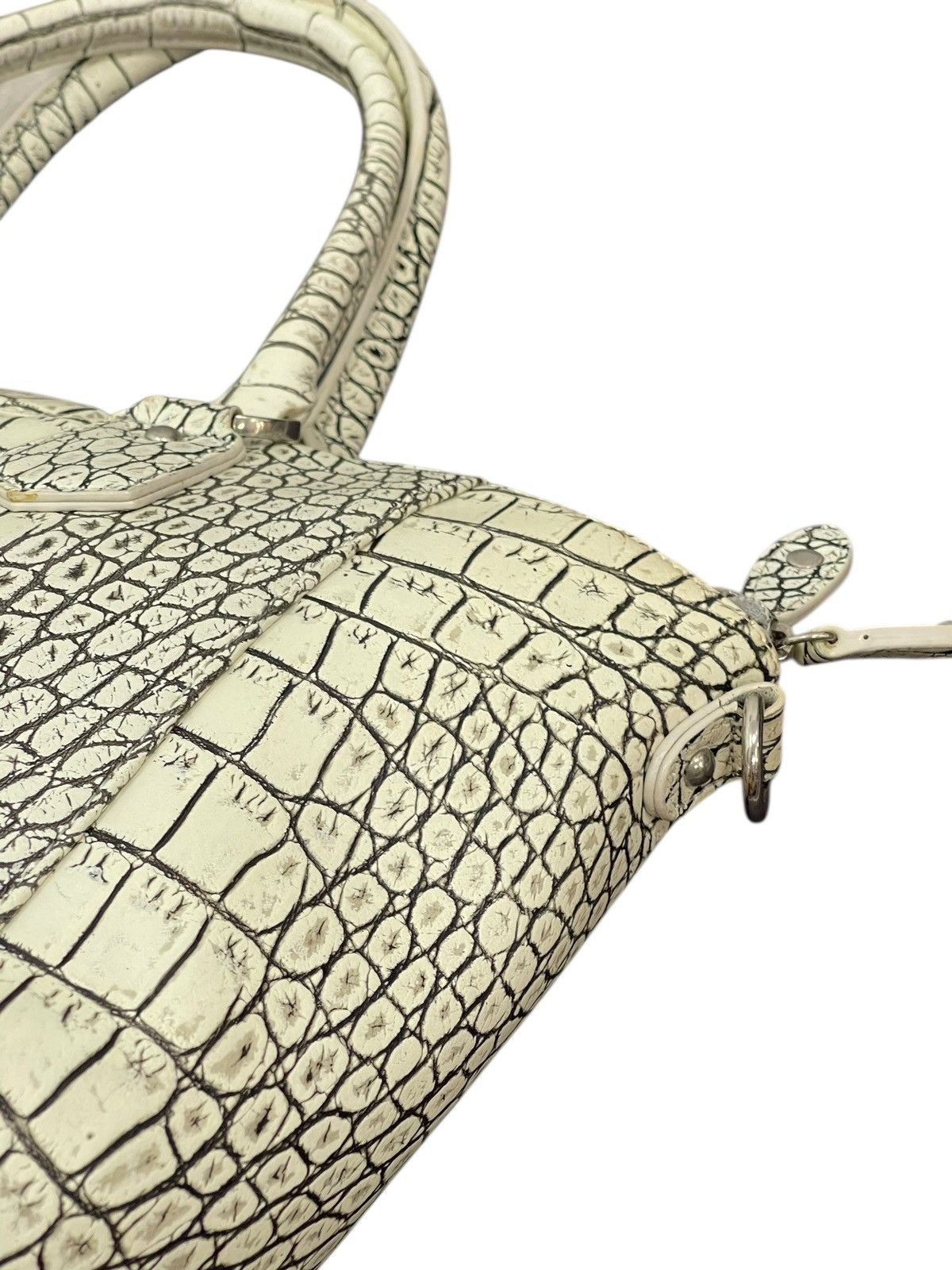 Genuine Leather Albino Crocodile Embossed Moda Principe Tote Bag 2🟩2 Size ONE SIZE - 9 Thumbnail