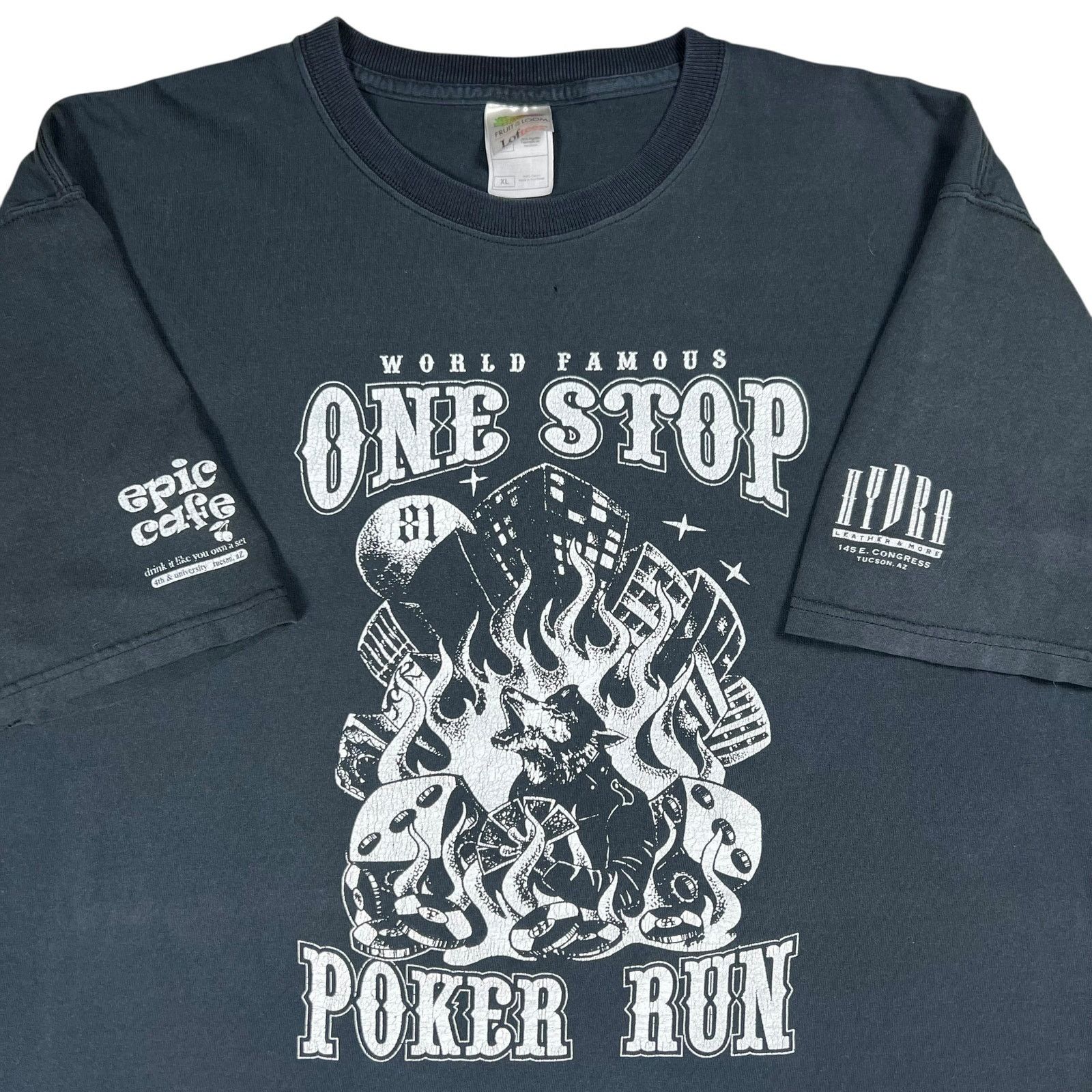 Fruit Of The Loom × Vintage Vintage Vaudeville One Stop Poker Run outlaw biker faded tee Size US XL / EU 56 / 4 - 2 Thumbnail