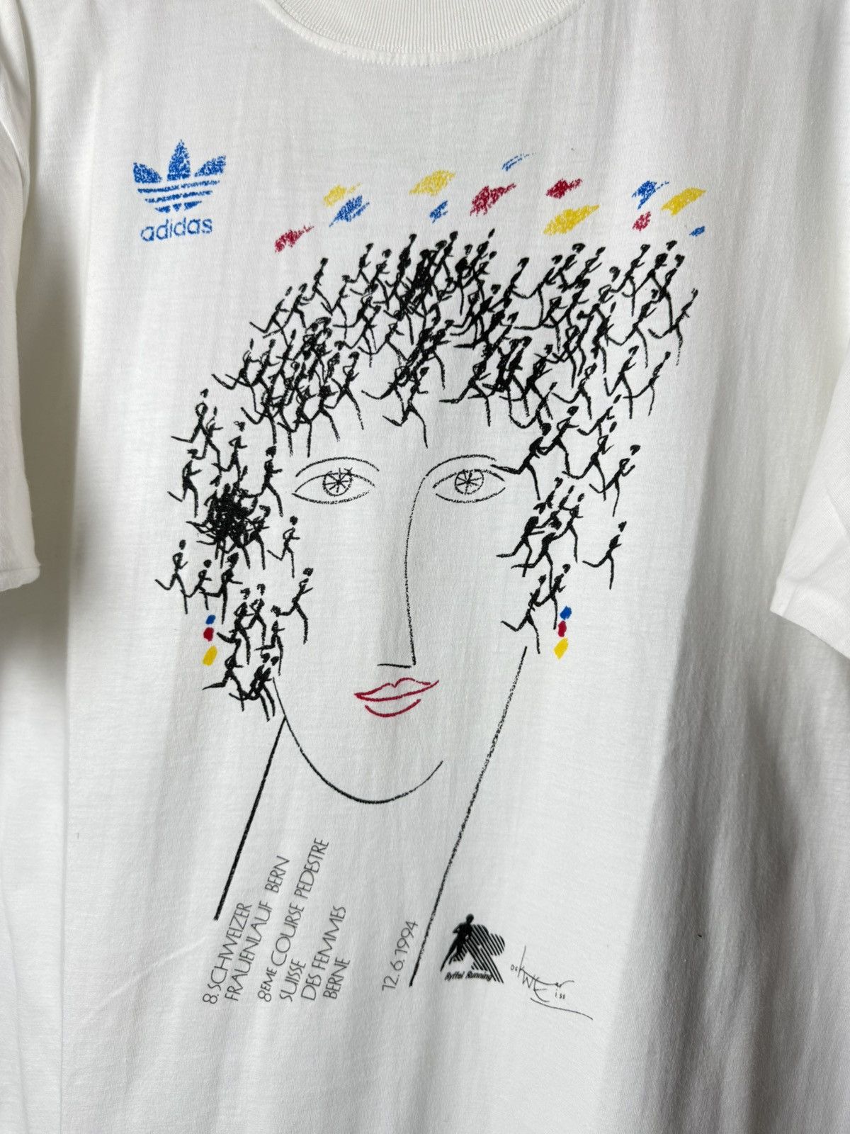 Adidas 💥Rare! Vintage 1994 Adidas Marathon T Shirt Retro Size US M / EU 48-50 / 2 - 2 Thumbnail