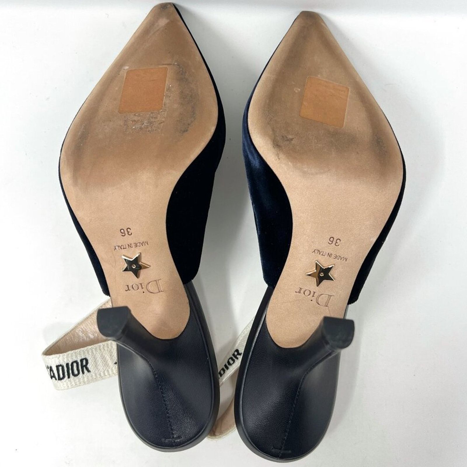 Dior Dior J'Adior Blue Velvet Slingback Pumps with Logo Straps Size US 6 / IT 36 - 8 Thumbnail