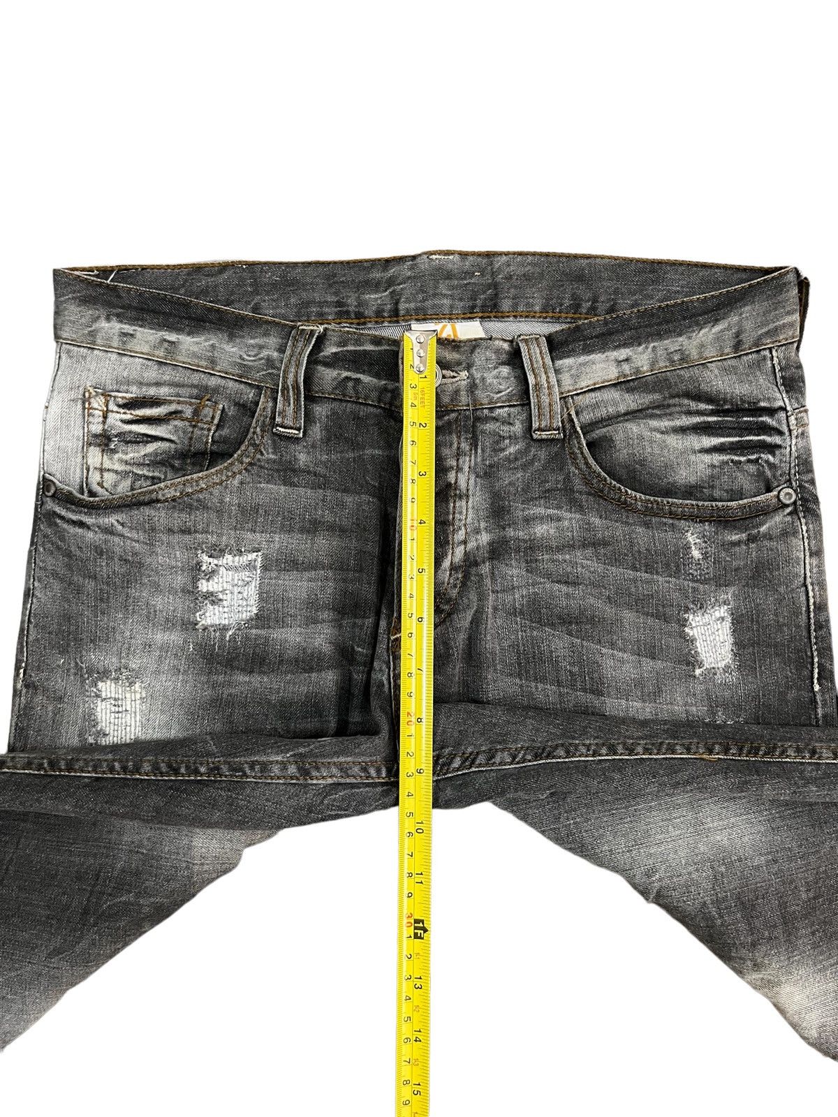 Zara Vintage Zara Trafaluc Buttonfly Distressed Black Faded Jeans Size US 31 - 15 Thumbnail