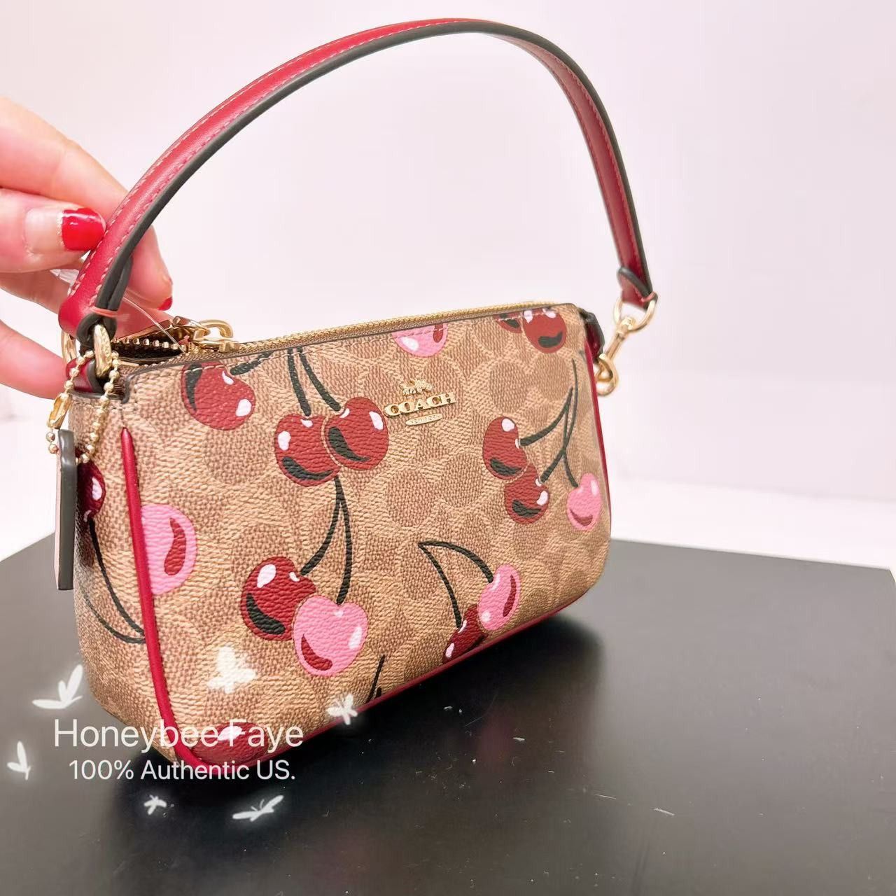 Coach 🍒 Nolita 19 In Signature Canvas With Cherry Print CZ011 Size ONE SIZE - 8 Thumbnail