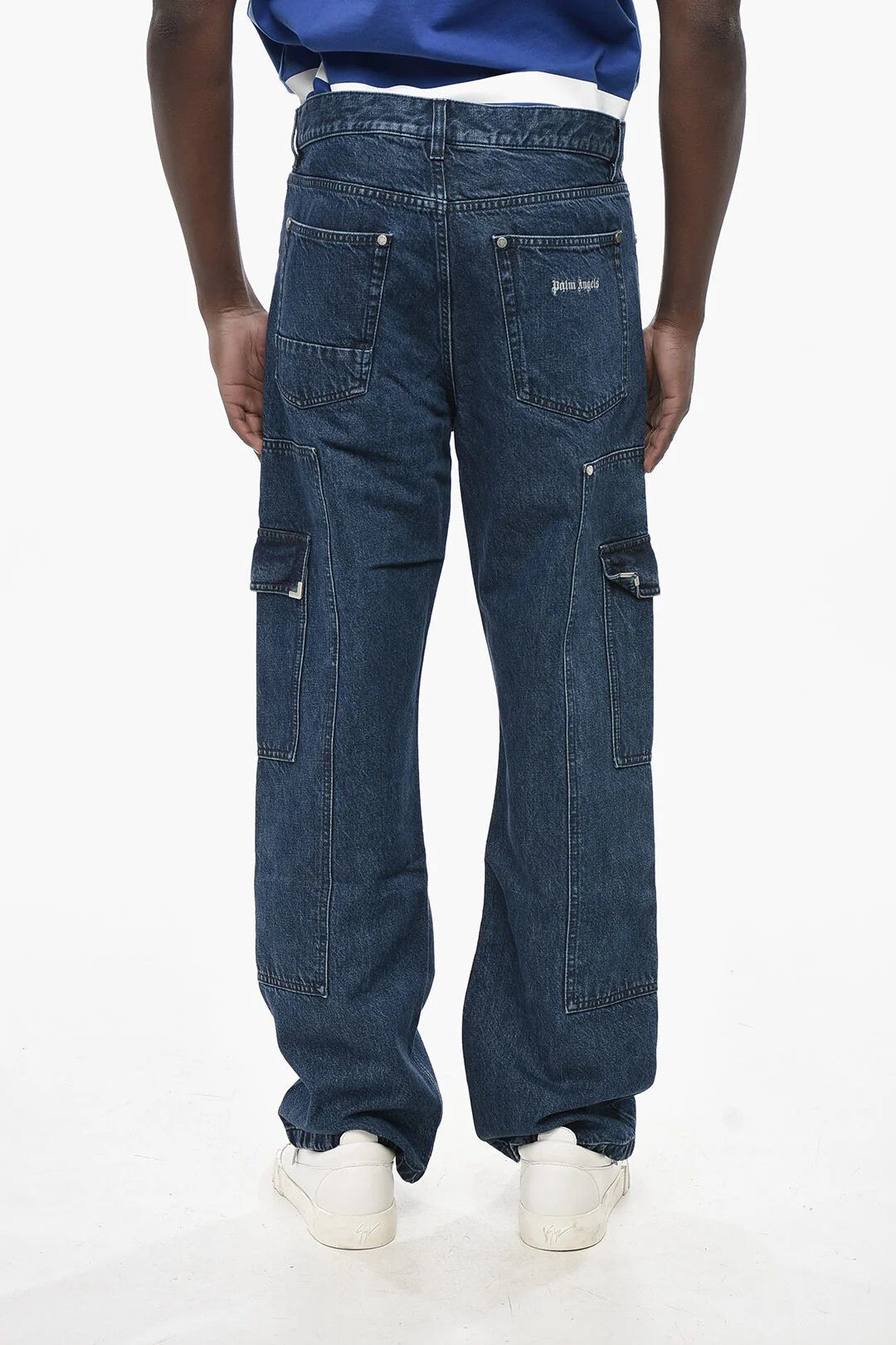 Palm Angels og1mm0326 Cargo Straight-Fit Jeans in Blue Size US 34 / EU 50 - 2 Thumbnail